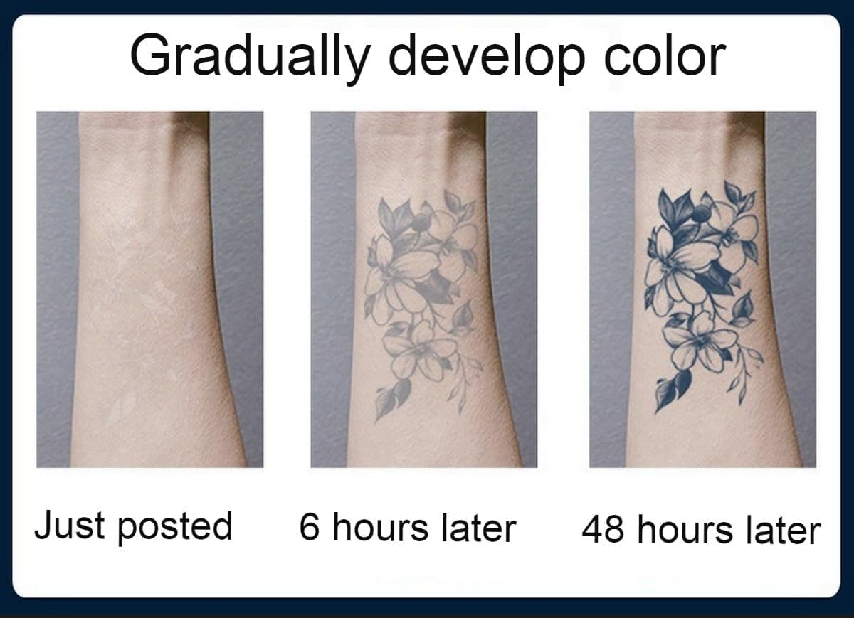 2 PCS Herbal Tattoo Stickers Semi-Permanent Juice Waterproof Juice Arm Dark Phoenix Temporary Tattoo image number 3