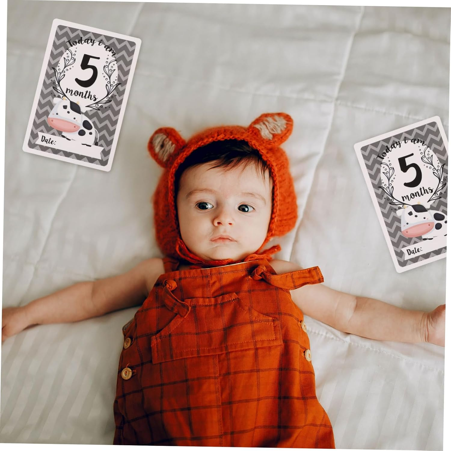 YARNOW 12PCS Monthly Milestone Cards Growth Recording Photo Props for Newborns Dual Sided Easy to Read Design for Capturing Development Moments image number 5