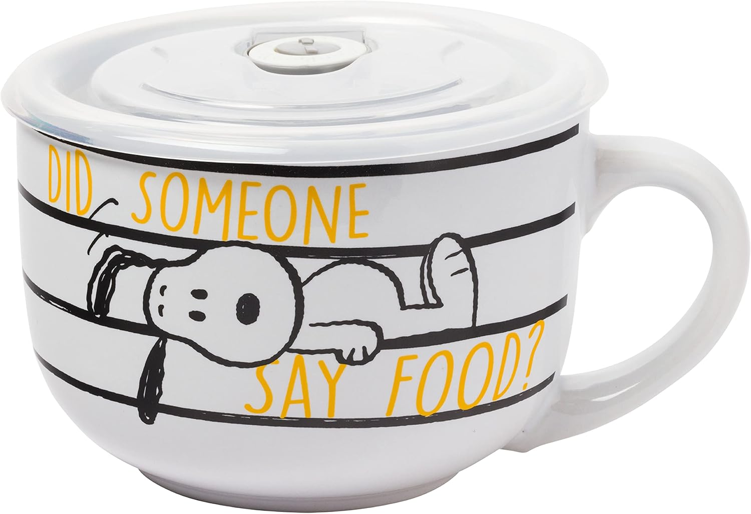 Silver Buffalo Peanuts Snoopy and Woodstock Ceramic Soup Mug with Vented Plastic Lid, 24 Ounces, 1 Count (Pack of 1) image number 4