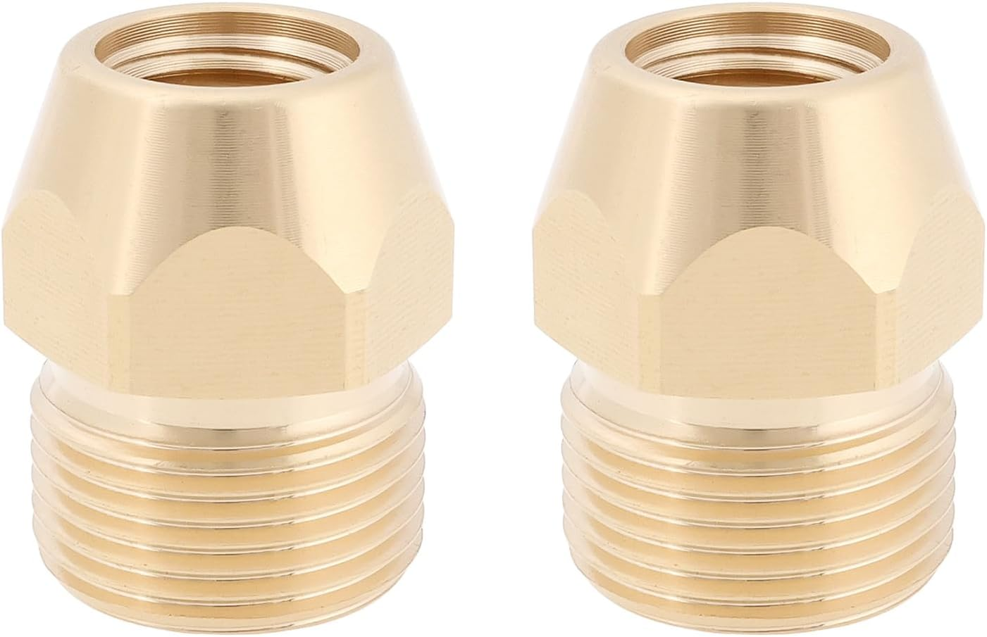 Briny River 2Pcs M22X1.5 to G1/4" High Pressure Cleaner Hose Adapter Washer Nipple Connector Brass image number 1
