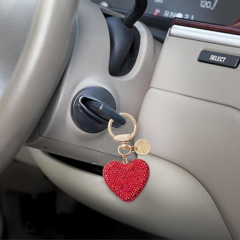 Crystal Car Keychain for Women with Sparkly Rhinestone Heart Shape Keychains Accessories, Cute Keychain for Girls, Birthday Christmas Easter Valentines Day Mothers Day Gifts image number 2