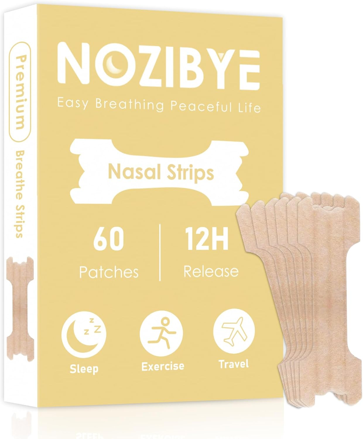 Nasal Strips, Nose Strips for Sleeping (60 Pack, Clear) - Breathe Strips