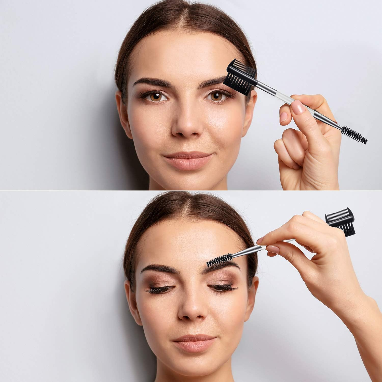 3 Pcs Eyebrow Brush Eyelash Comb Separator 3 Head Eyelash Shaper and Eyebrow Brush Dual Comb Double Head Makeup Grooming Tool for Women Cosmetic Separating Shaping Brow(White) image number 3