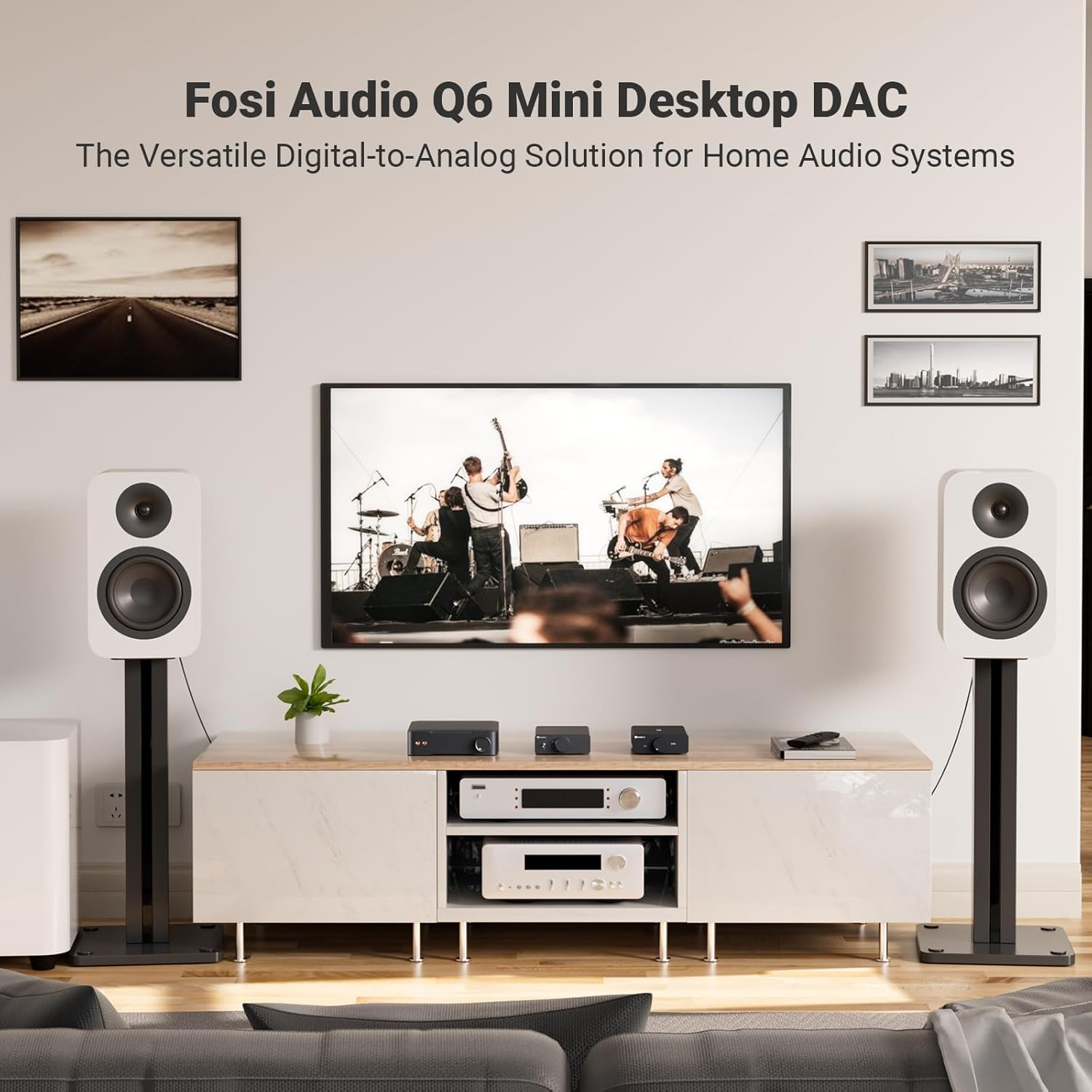 Fosi Audio Q6 Mini Desktop DAC, USB C Digital to Analog Audio Converter for Home Stereo Amplifier and Headphone Amp, Optical/Coaxial Input, RCA Output/Sub-Out, High-Resolution 32Bit/768Khz DSD512 image number 5