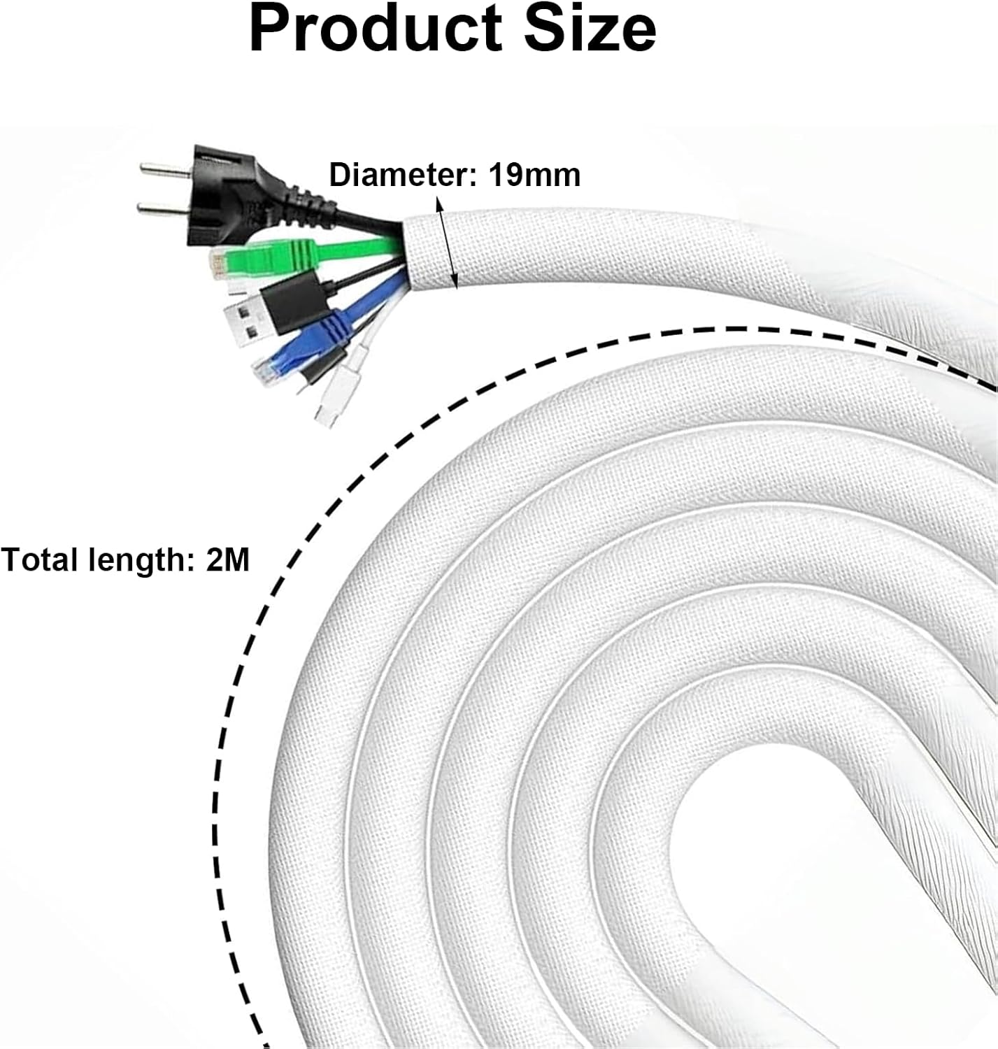 Pet Cord Protector, 6.6Ft (2M) - 1/2 Inch Expandable Braided Cable Sleeve, Chew Resistant Cord Cover for Dogs & Cats, Flexible Wire Loom for Home, Office, USB, Power & Audio Cables (White) image number 5