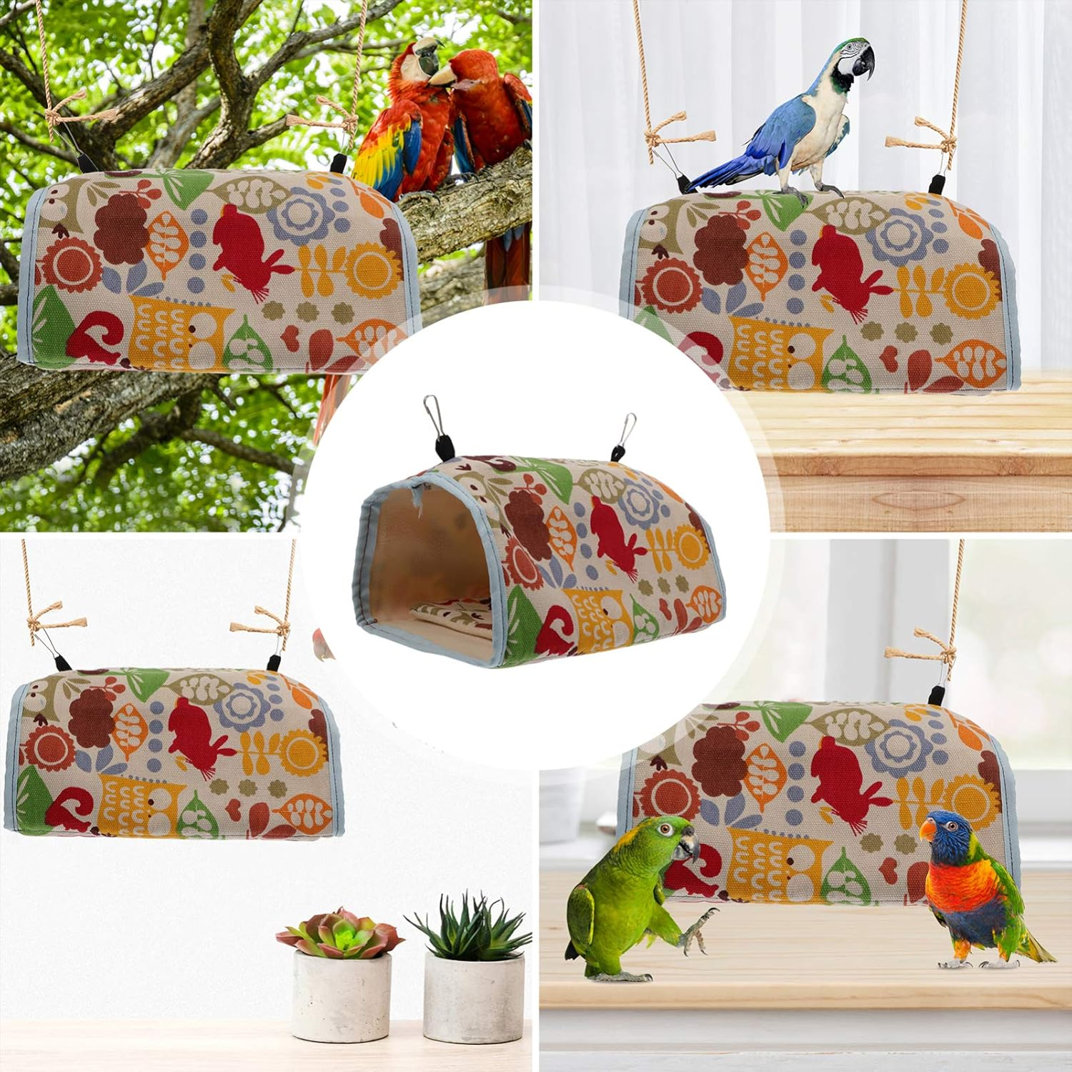 POPETPOP Warm Birds Nest Winter Birds House Bird Hanging Cave Cage Parrot Bed Hammock Hanging Swing Bed Nest Bird House M image number 1