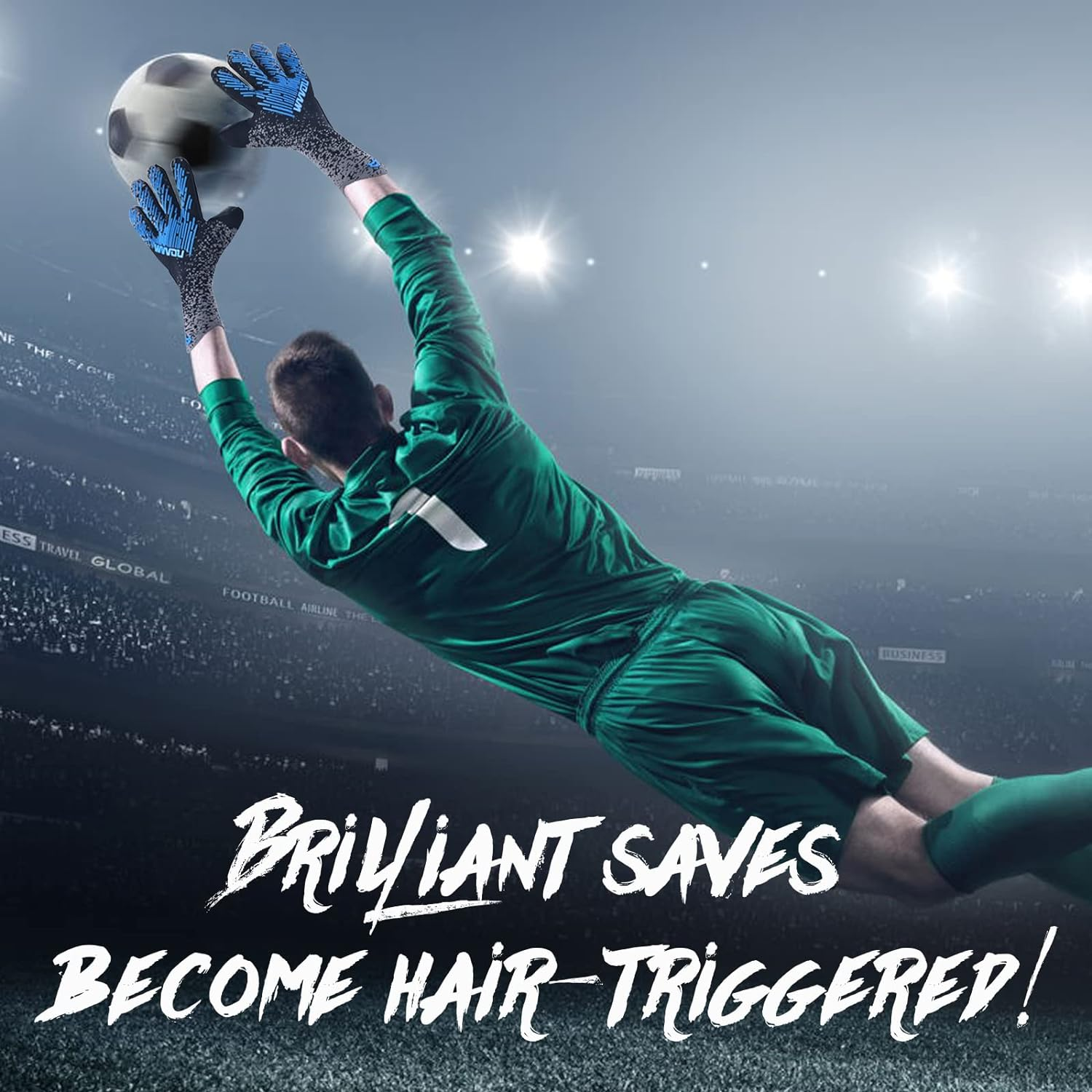 WVVOU Soccer Goalie Gloves Youth Adults, High Performance Goalkeeper Gloves, Breathable Soccer Gloves, 4+3Mm Super Grip for the Toughest Saves image number 7