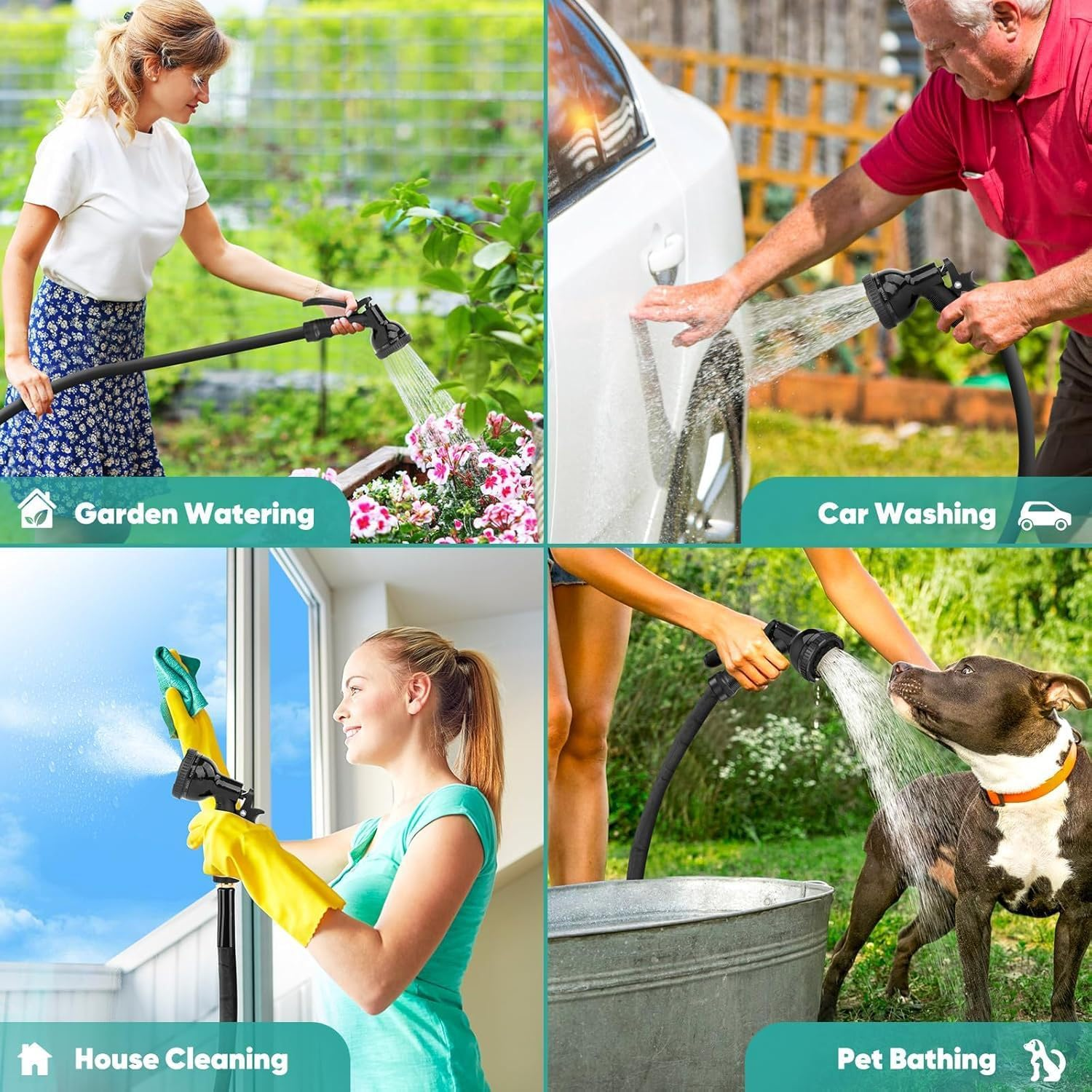 100FT Garden Hose, Water Hose, Car Wash Hoses, 2025 New Upgrated Non-Expanding Outdoor Garden Hose, Kink Free, Flexible Non-Expandable Fabric Garden Hose for Outdoor, Garden, Watering, Yard, Lawn, RV - 50Ft Garden Hose image number 6