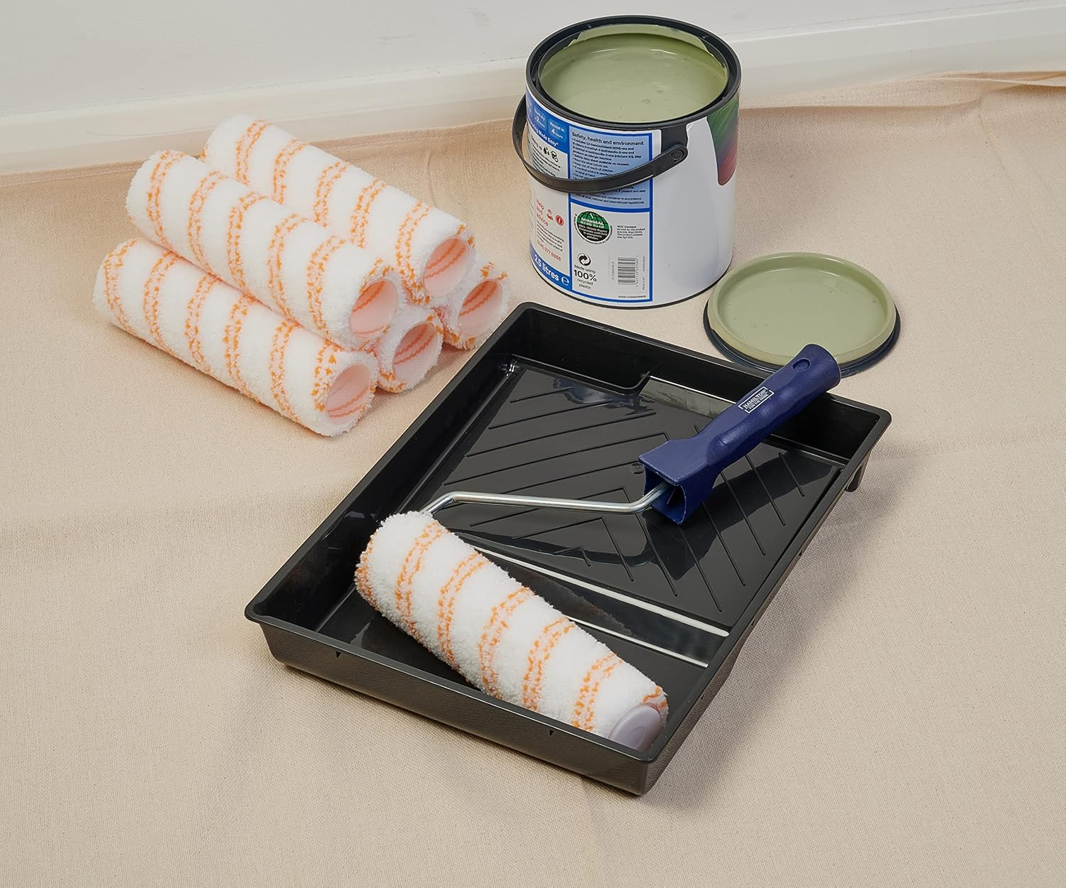 HAMILTON for the Trade 7 Piece Medium Pile Roller Set, 9" White/Orange 3281132-90