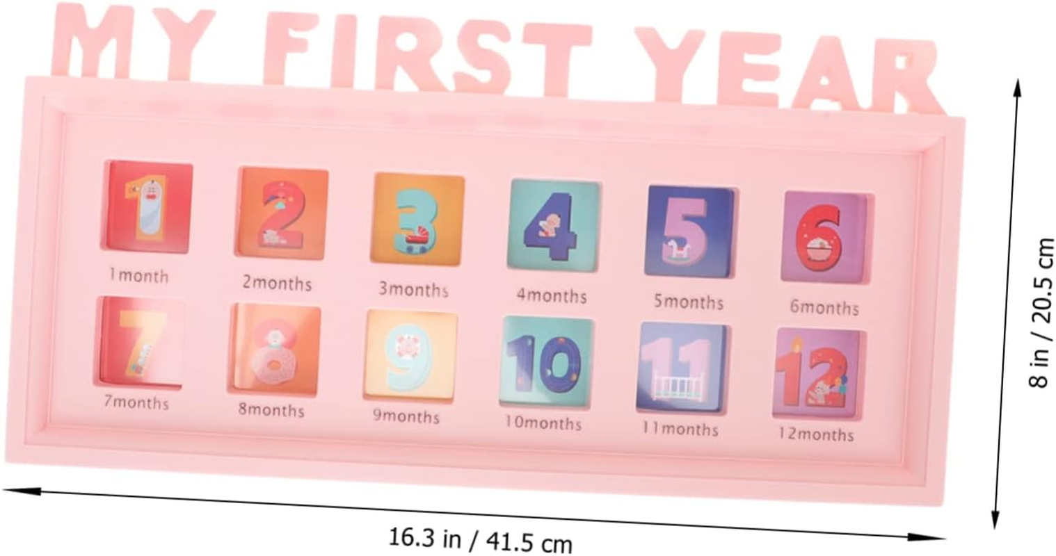 Boy Girl'S Growth Photo Frame Month Milestone Picture Frame for Boy Girl Modern Design to Record First Year Memories for Newborn Girl Essentials image number 4