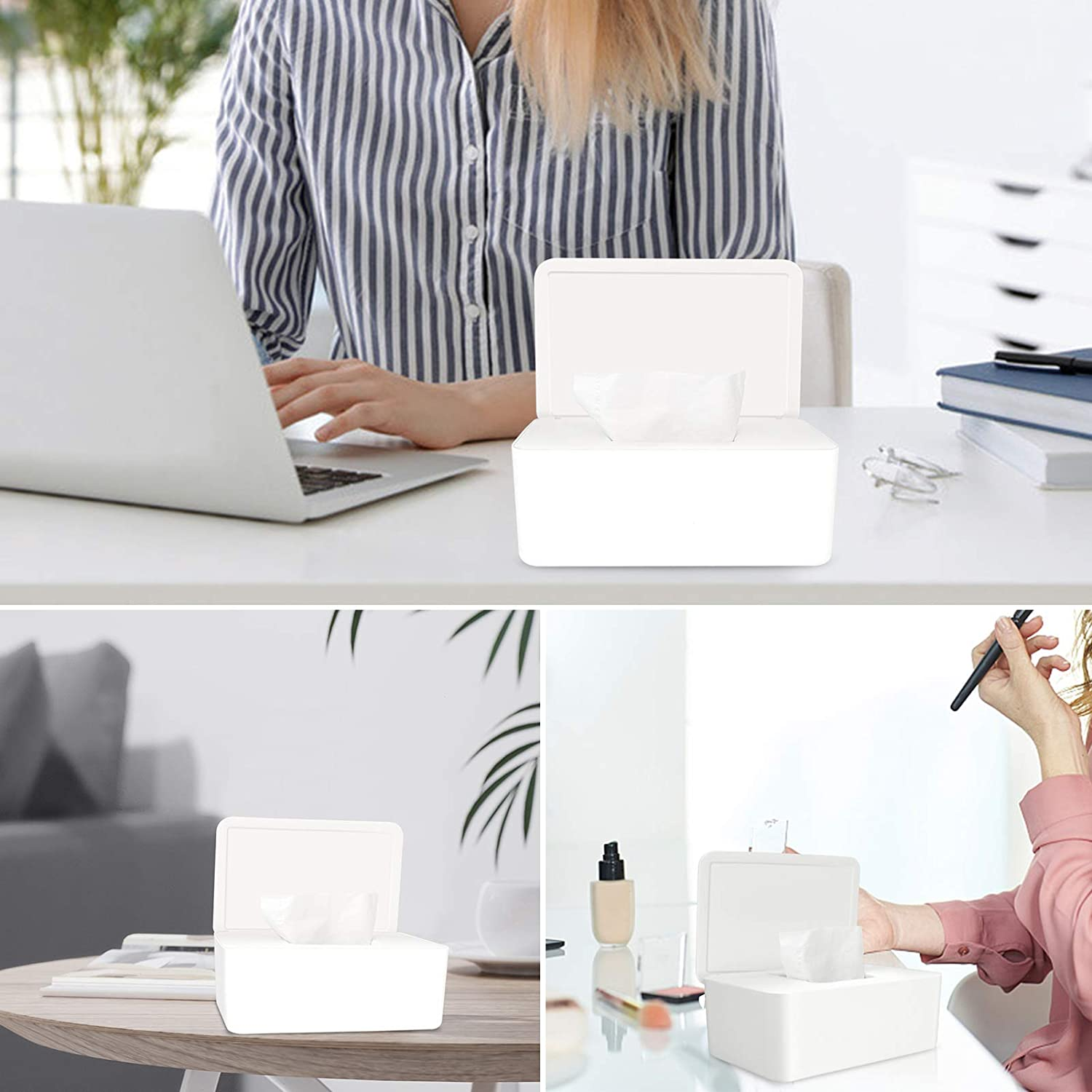 Tissue Storage Box Case Wet Wipes Dispenser Holder with Lid for Home Office