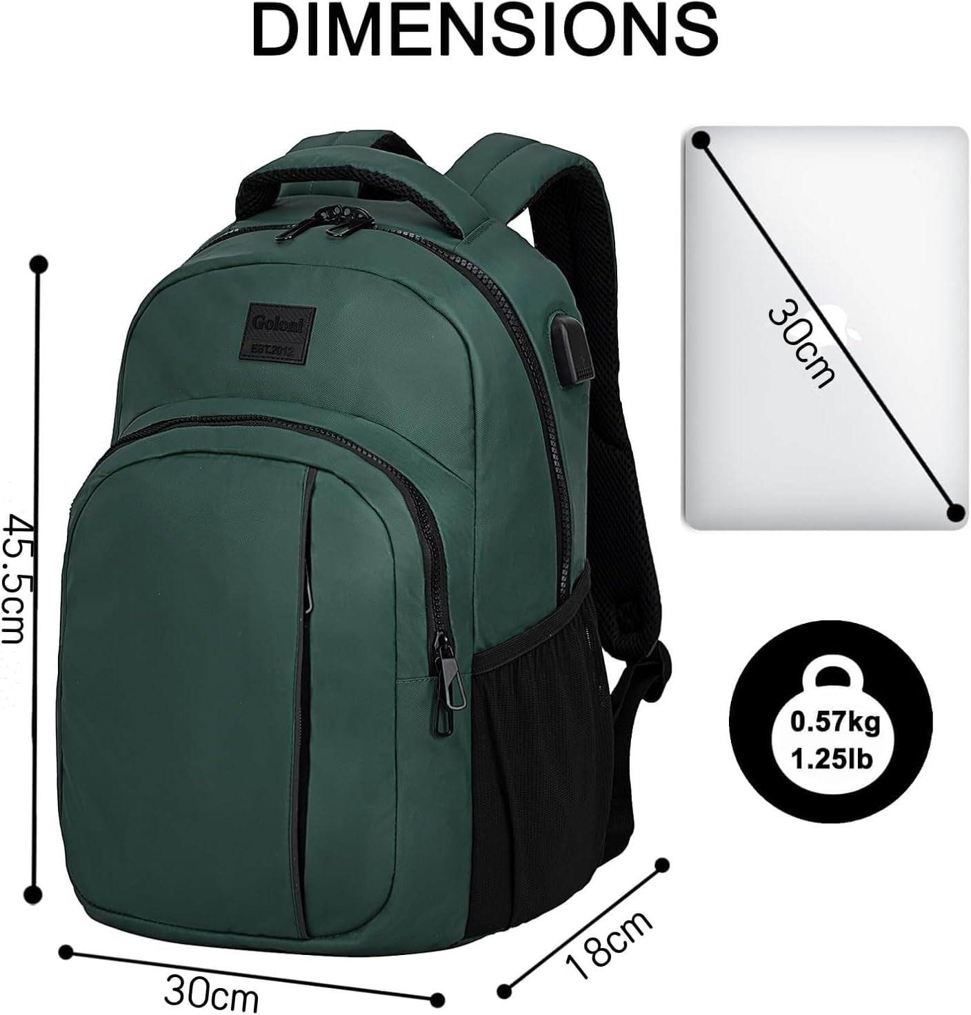 15.6 Travel Laptop Backpack with USB Charging Port, Men Man Women Back Pack,Work,Casual College,High Schol Book Bag for Teens Lightweight Waterproof Casual Notebook Bag - Blue image number 3