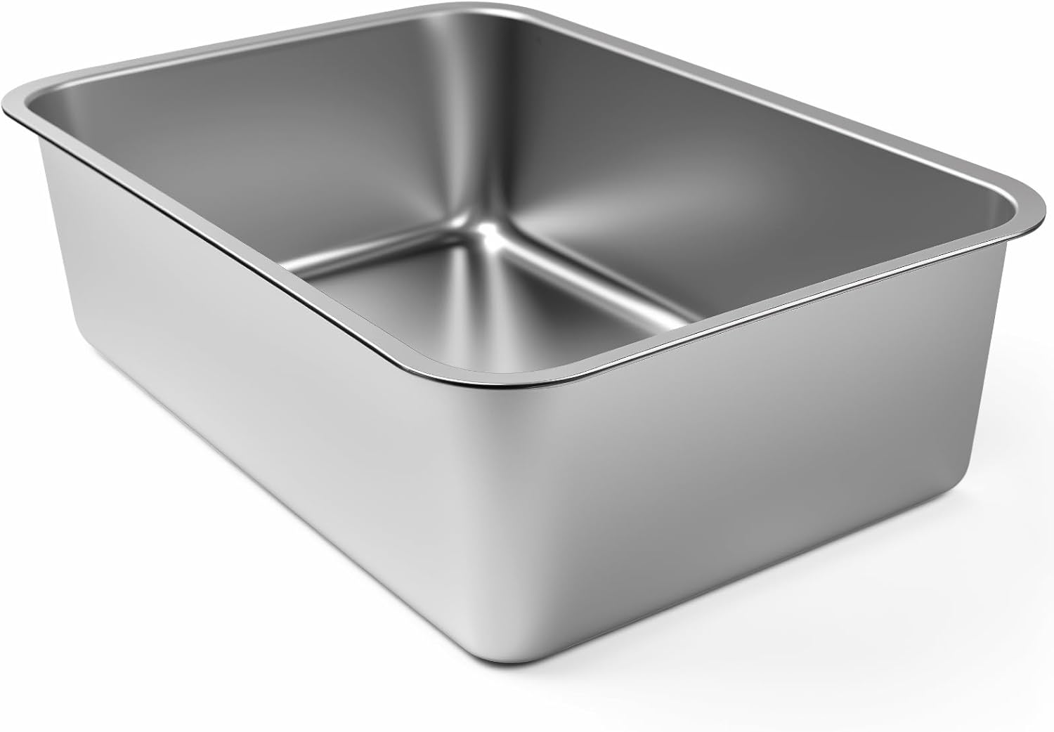 Stainless Steel Litter Box,19.5" L X 13.6" W X 6" H，High Sided Large Metal Cat Litter Boxes Easy Clean, Non Stick No Smell Cat Litter Box for Adult Cats/Kitty/Kitten image number 3