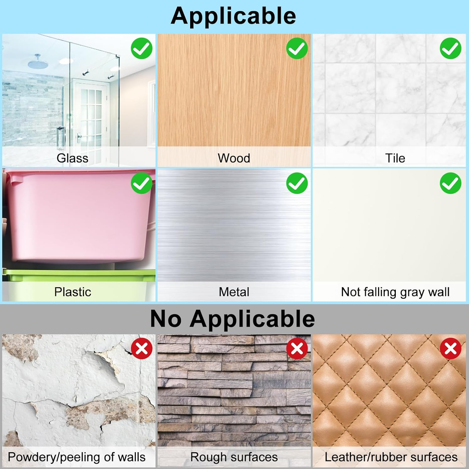 Vivinin 15 Pack Shower Caddy Adhesive Replacement, Shower Shelf No Drilling, Strong Hooks for Shower Caddy, Soap Holder, and Kitchen Racks image number 1