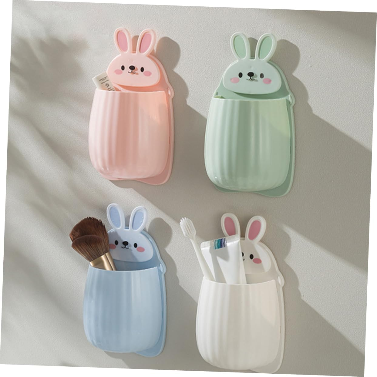 5Pcs Toothbrush Organizer Wall Mount No Drilling Storage Box for Toothpaste Remotes Wall Mount Basket for Home Bathroom image number 2