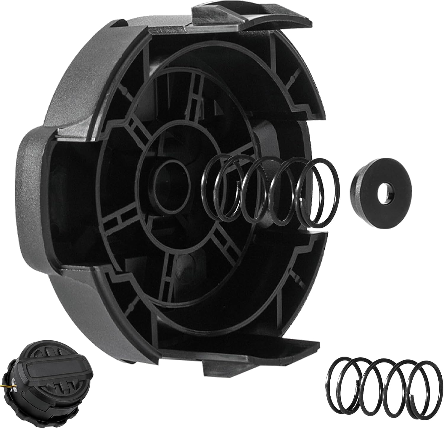 DWO1DT995 Weed Trimmer Head Cap Replacement for Dewalt String Trimmer Head with Weedeater Spring and Cap &lrm;Parts, String Trimmer Cap Cover for Dewalt DCST922P1 DCST922B DCST972X1, Black image number 3