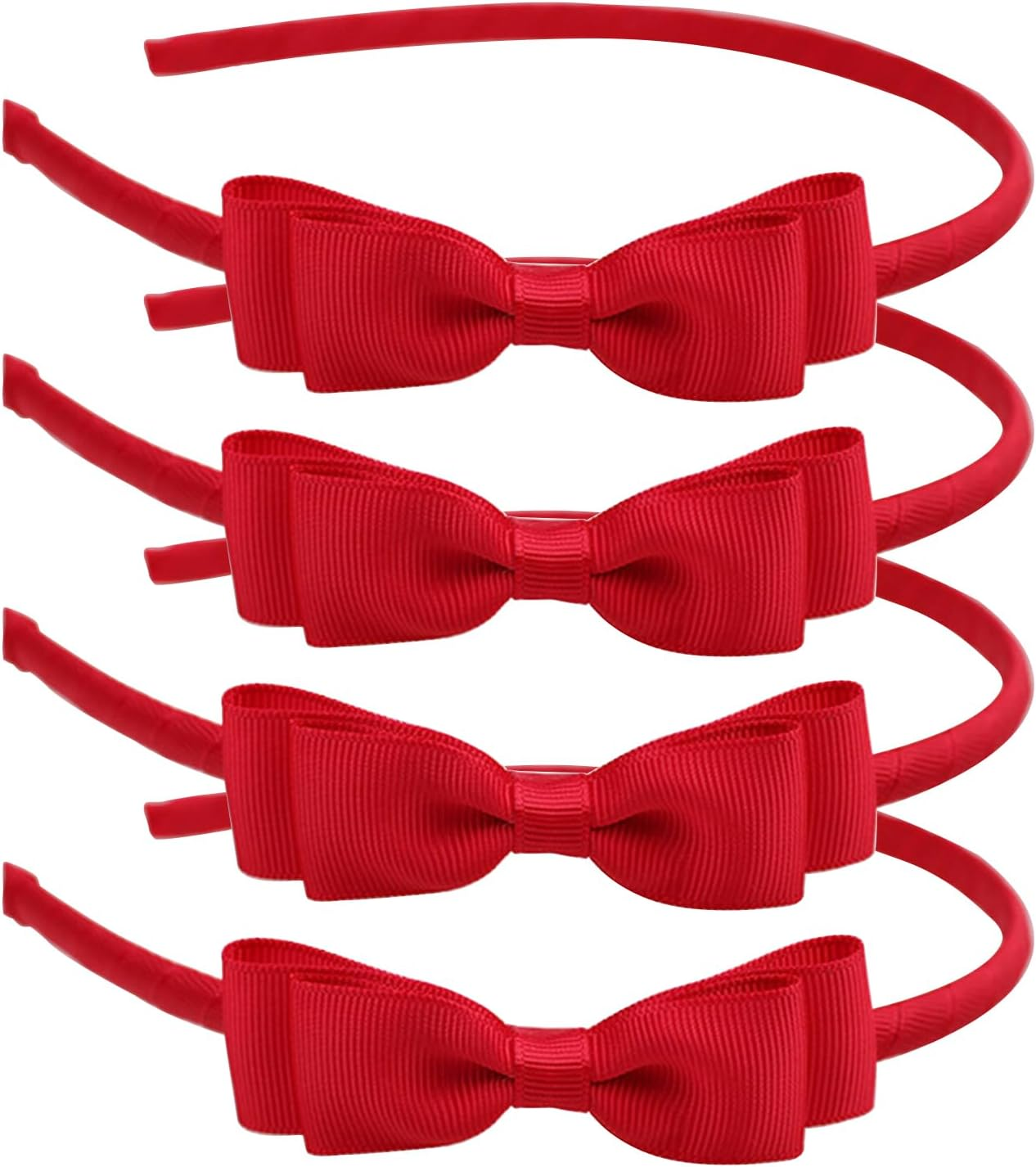 SYEYCW 4 Pcs Red Bow Hairbands, School Bows Headbands, Girls Uniform Bow Headband, Hair Accessories for Girls, Toddlers, Teens, Alice Ribbon Bands, Gift for Christmas Birthday New Year Present image number 4