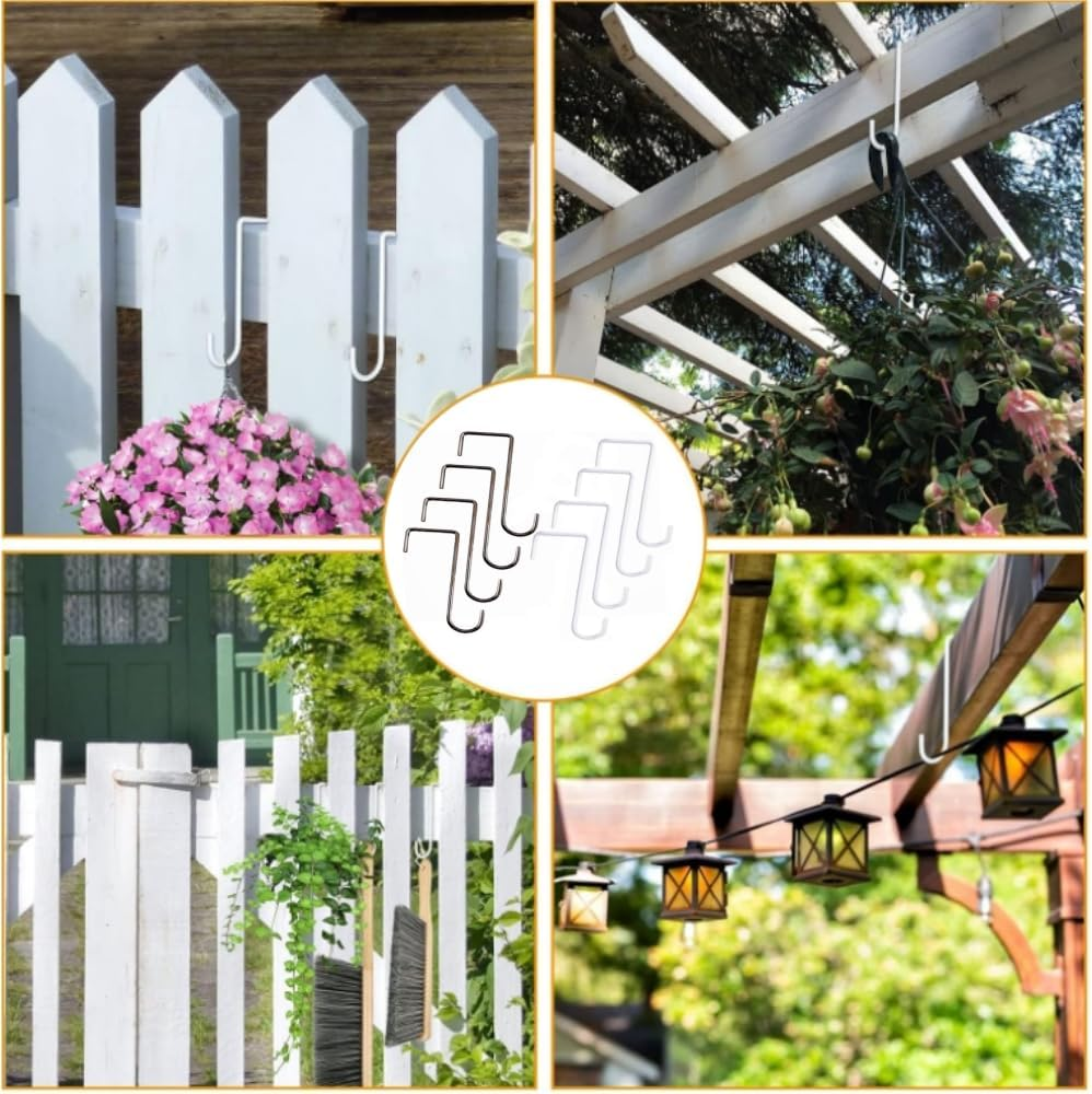 10 PCS Vinyl Fence Hooks, for Hanging Lights, Plants, Planters, Bird Feeders(White) image number 1