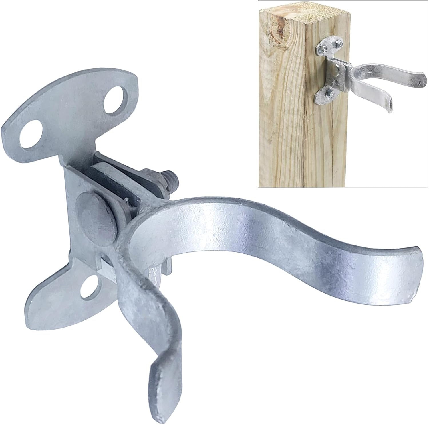 2Pcs Galvanized Steel Wall Mount Gate Latch Chain Link Gate Frame Wall Mount with Srcrews (1-5/8") image number 4