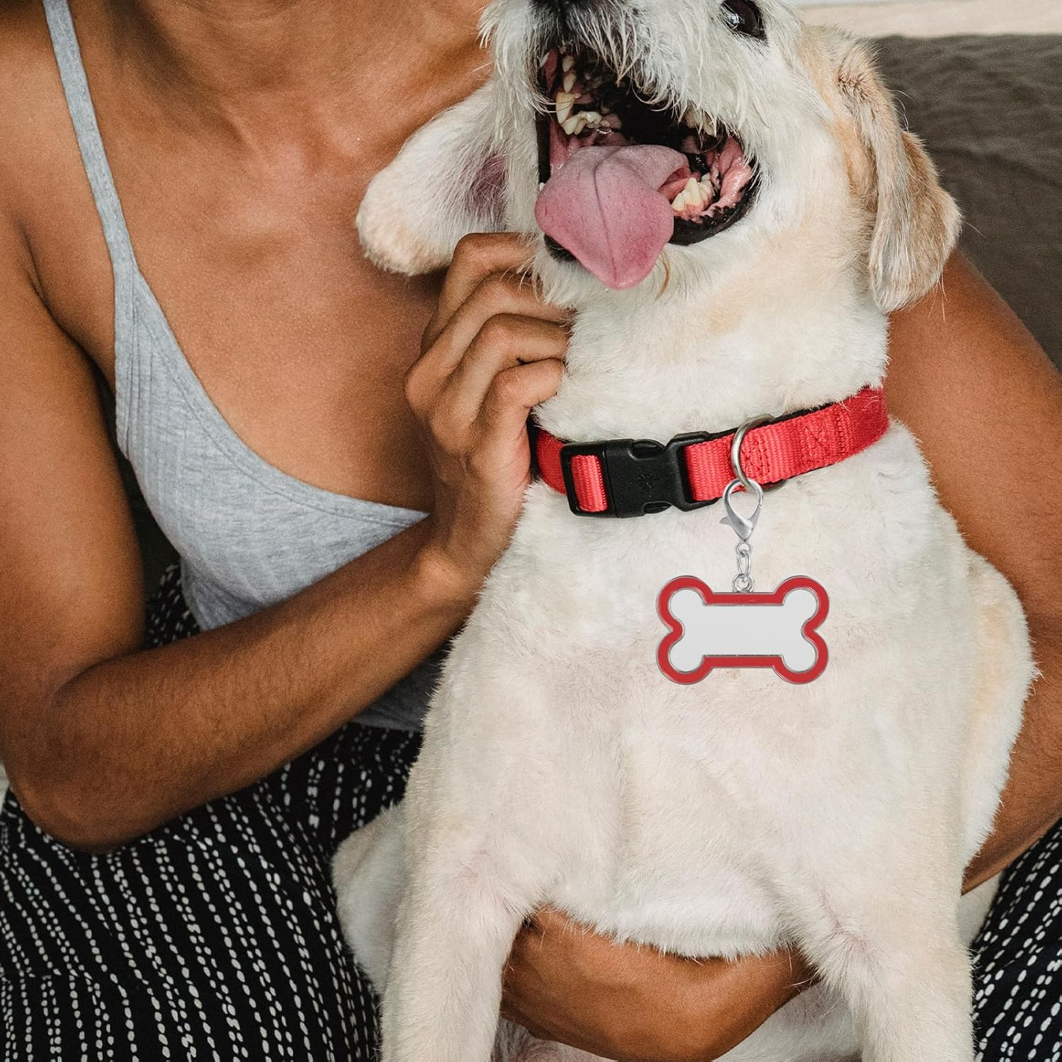 LUOZZY 4 Pcs Sublimation Blank Dog Tags Heat Transfer Puppy Kitten Tags Pendent Blank Craft Pet Tags Supplies - Red image number 2