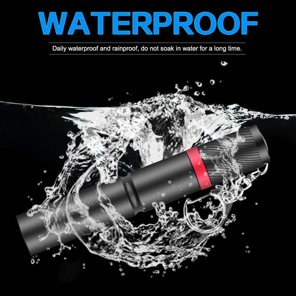 MODOAO Mini LED Keychain Flashlight, 2 Pack Pocket Size Torch with 3 Light Modes, Waterproof Ultra Bright Portable Key Chain Small Flash Light for Hiking, Camping, Hunting, Fishing image number 4