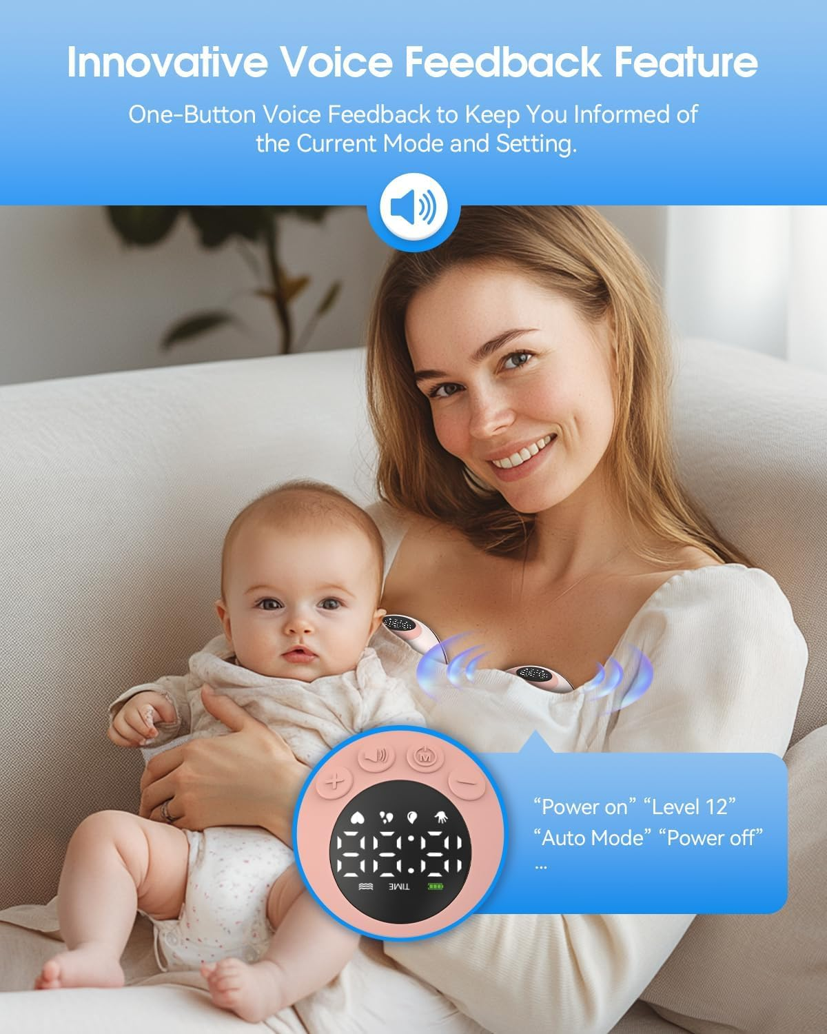 Hands Free Breast Pump Wearable with Voice Announcement, MY-381 - Strong Suction, Low Noise, Wearable Breastfeeding Pump with 4 Mode &12 Levels, 24Mm - 17/19/21/Insert/Flange, 1 Pack image number 4