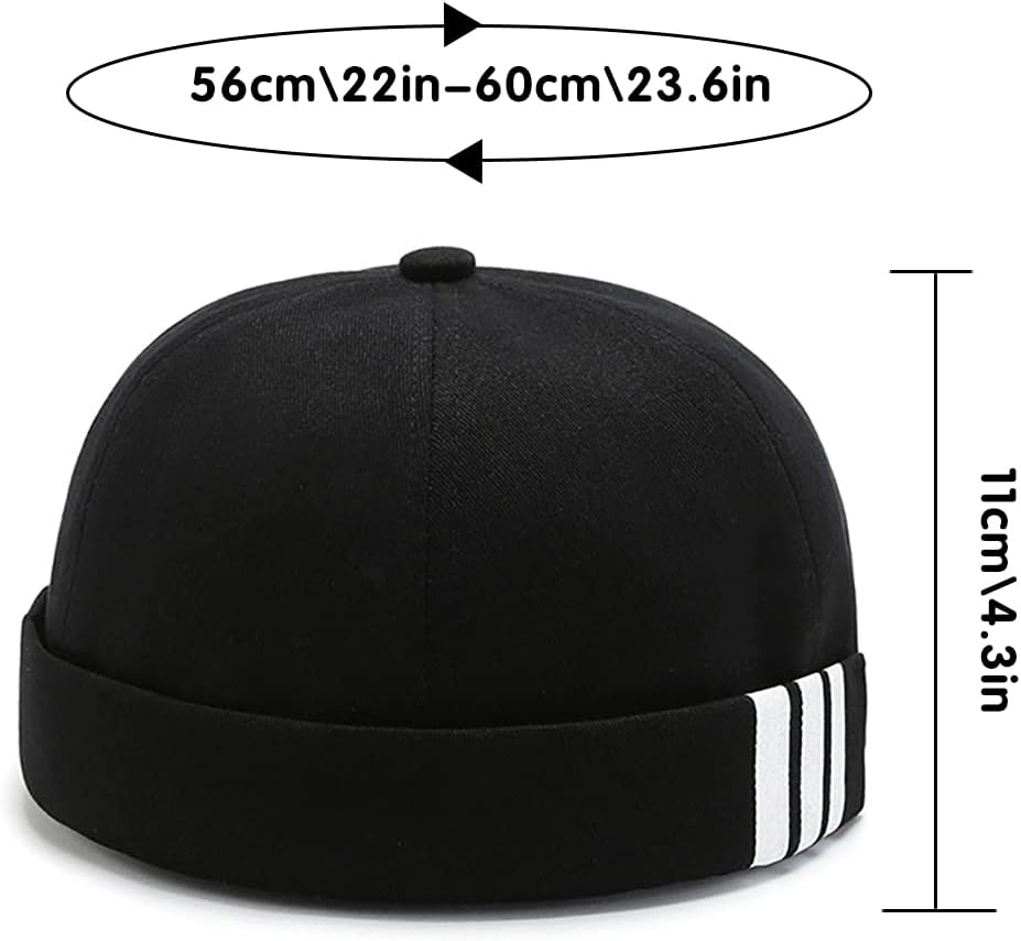 XYIYI Cotton Brimless Docker Cap Adjustable Street Casual Sailor Cap Skullcap Beanie Hat image number 2