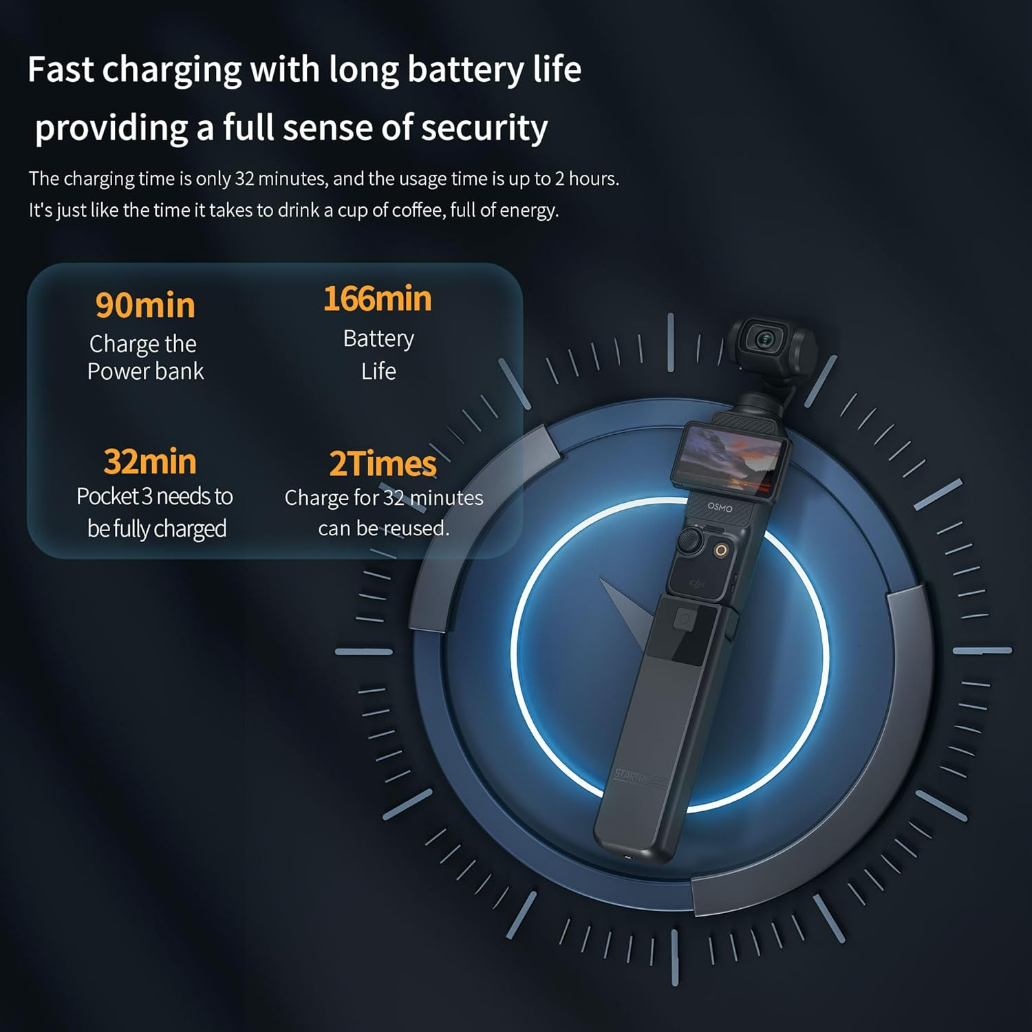 Pocket 3 Battery Handle Compatible with DJI Osmo Pocket 3,XICEN, Built-In 4000Mah Battery 22.5W Fast Charging, Supports External Audio Devices and Tripod image number 5