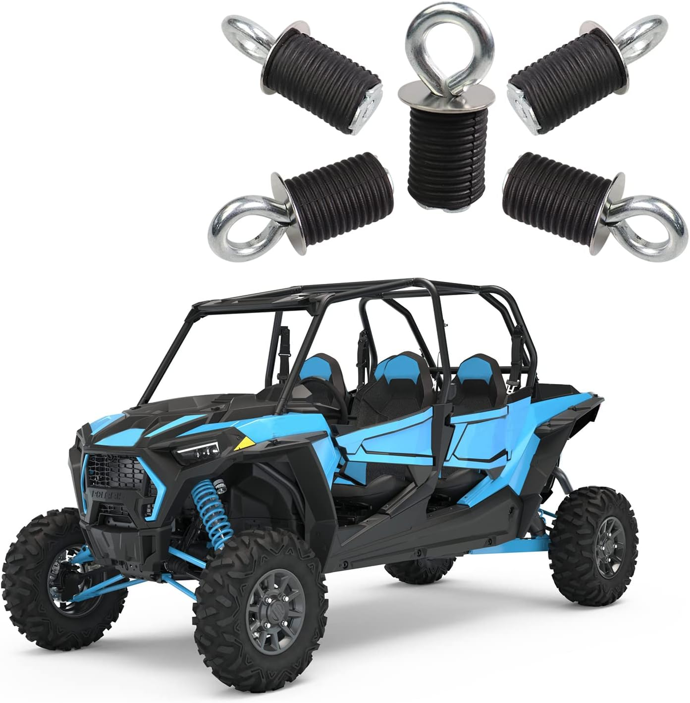 Tie down Anchors Rubber Bed Anchors Compatible with Polaris RZR Sportsman ACE 570/450/850 with 1" Hole Not for Ranger or General Black Set of 6 image number 1