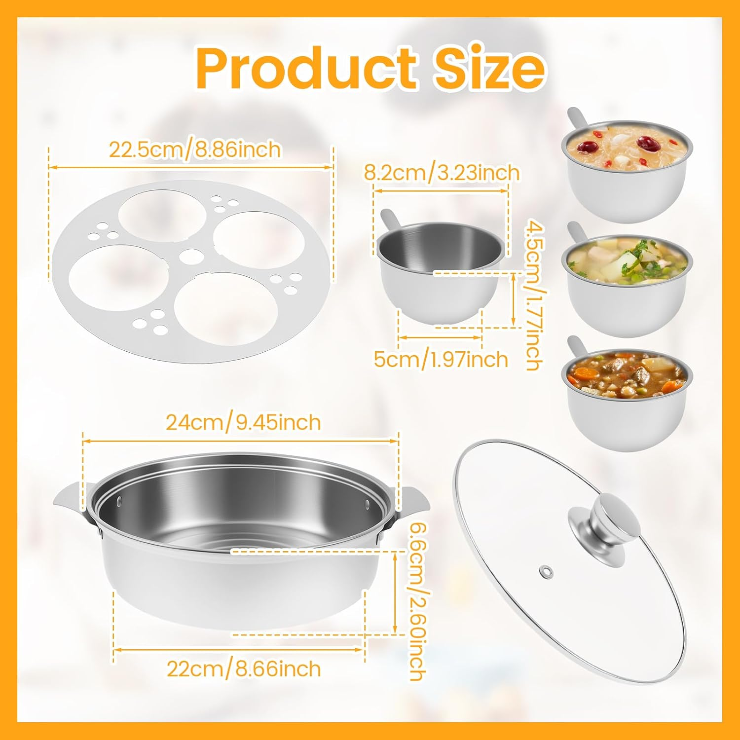 MFAUCAZB Stainless Steel Egg Poacher, 4-Cup Poached Egg Pan with Glass Lid, Induction Cooker Compatible, Easy to Store and Clean image number 5