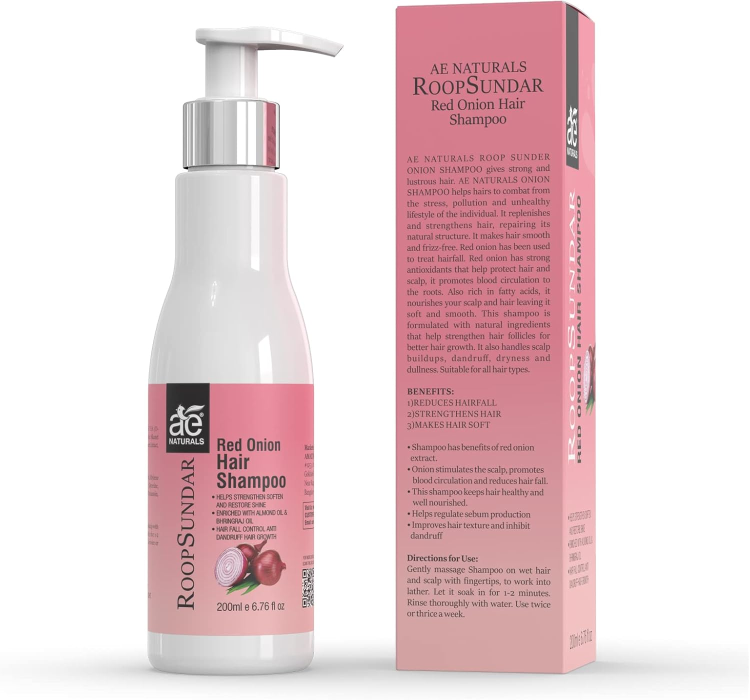 AE Naturals Roop Sundar Red Onion Hair Shampoo for Hair Damage 200 Ml image number 3