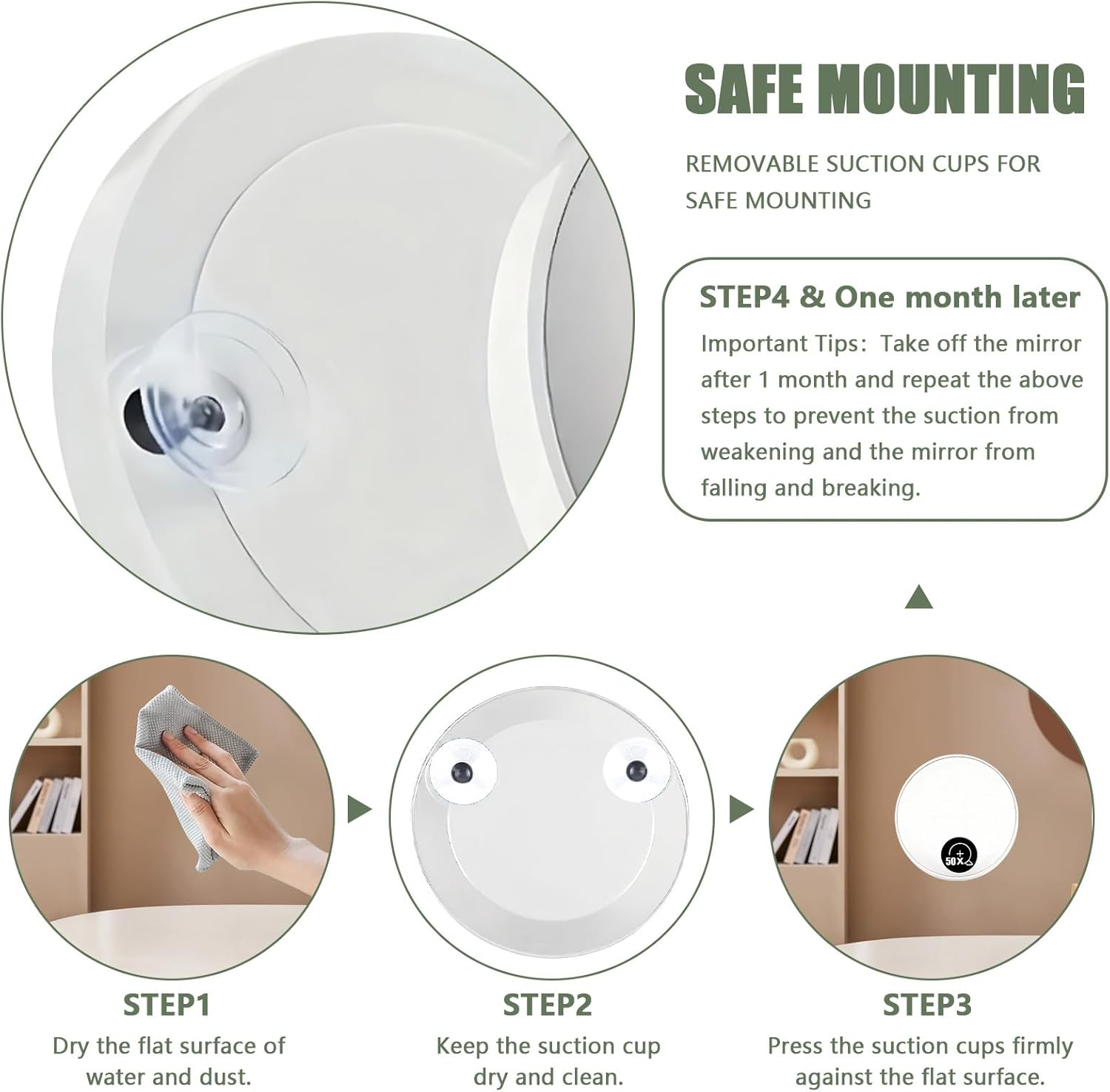 50X Magnifying Makeup Mirror with Suction Cup & 2 Precision Tweezers - Compact Portable Magnifier for Detailed Makeup, Skincare & Contact Lens Wear (White) - Black image number 2