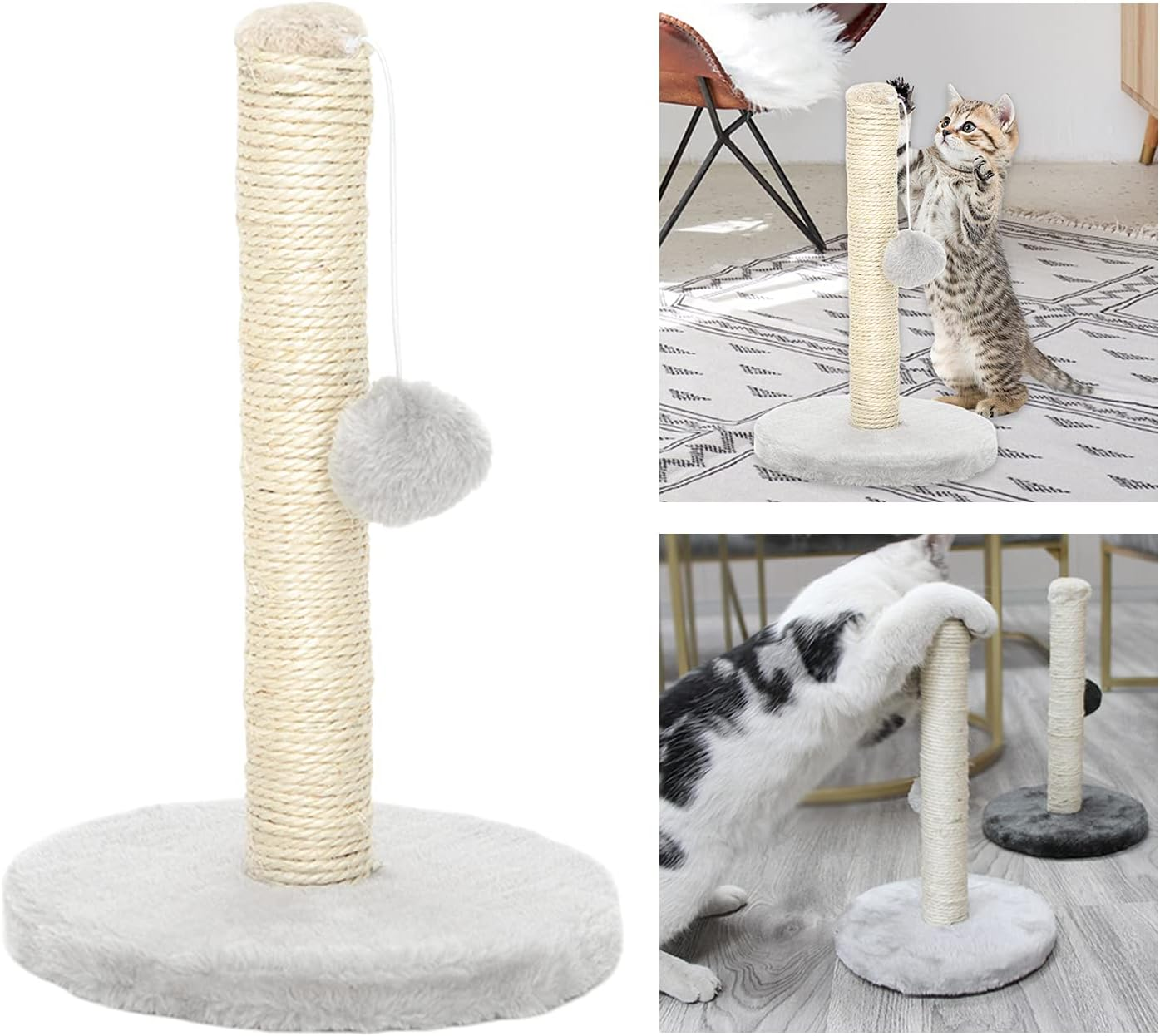 P Prettyia 30Cm Stable Cat Post for Scratching, Cat Scratcher, round Base Kitten Pets Scratch Poles, Beige image number 1