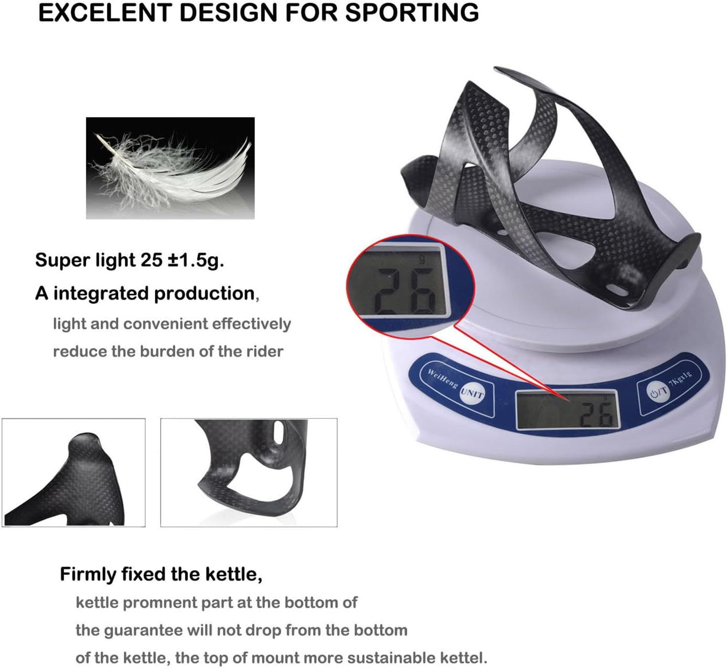 Thinktop 2 Pack Ultra-Light Full Carbon Fiber Bicycle Bike Drink Water Bottle Cage Holder Brackets for Road Bike MTB Cycling image number 2