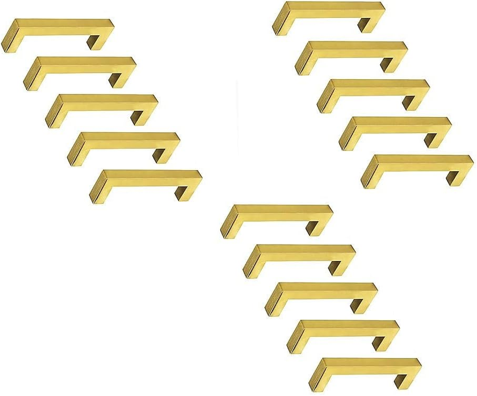 15X Brushed Brass Drawer Pulls Kitchen Cabinet Handles - Gold Finish 96Mm image number 3
