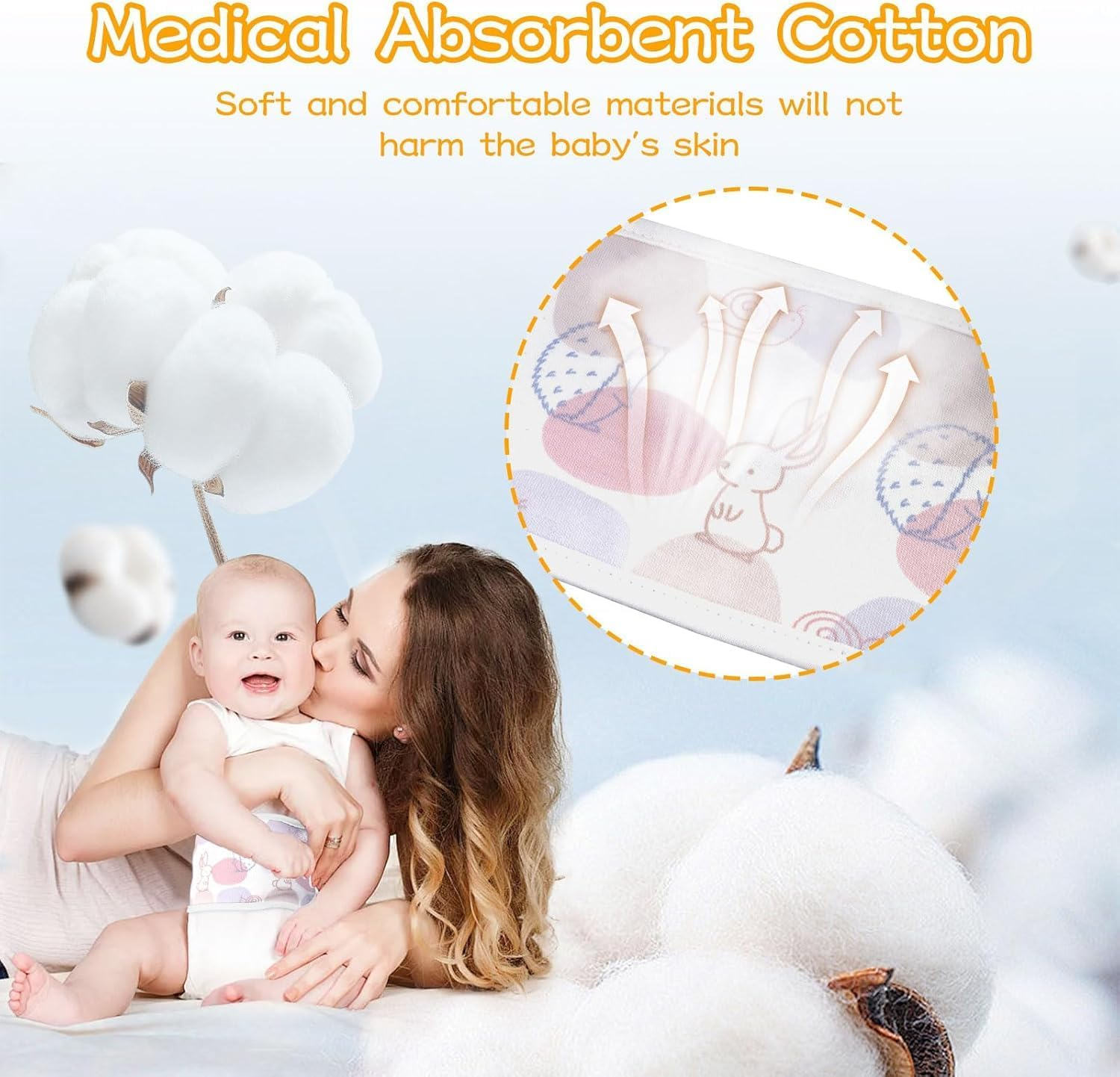 4Pcs Baby Infant Umbilical Cord Belly Bands Cartoon Cotton Soft Baby Belly Belt, Adjustable Newborn Belly Button Wrap, Baby Tummy Wrap for Protection, Baby Gifts for 0 to 12 Months(Hedgehog) image number 4