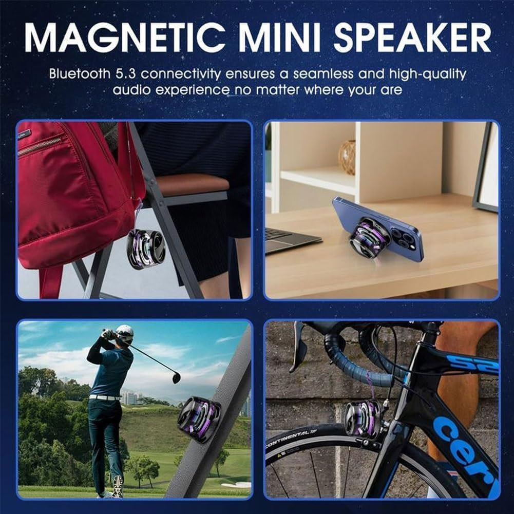 Multifunctional Magnetic Bluetooth Speaker Portable Wireless Speaker with Dynamic Multi-Color RGB Lights, Waterproof Design and Strong Magnetic Base for Outdoor Travel, Camping, and Home Use image number 3