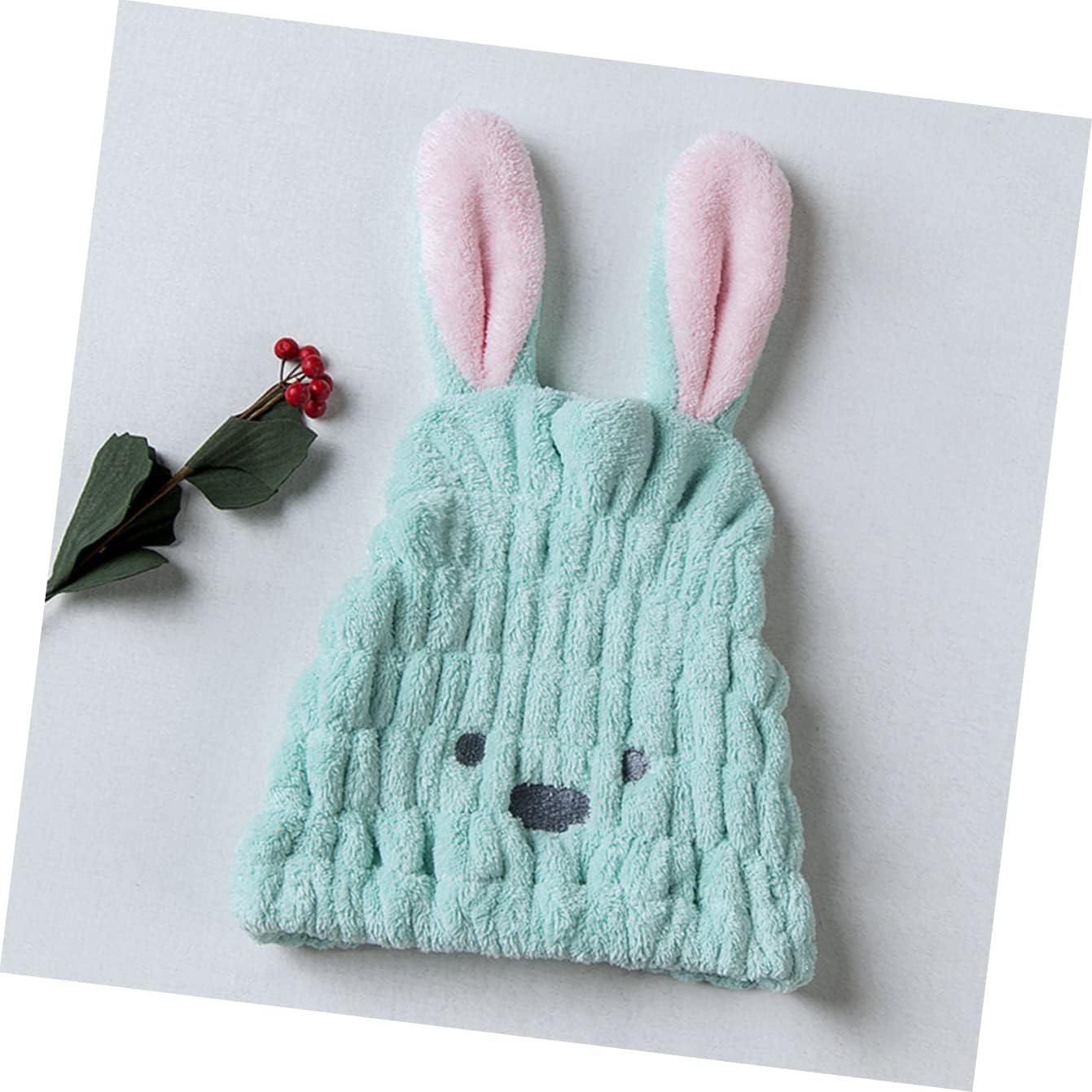 LALAFINA 2Pcs Soft Fleece Hair Drying Cap Absorbent Quick Drying Comfortable Rabbit Ears for Daily Use Hair Care - As Shown image number 3