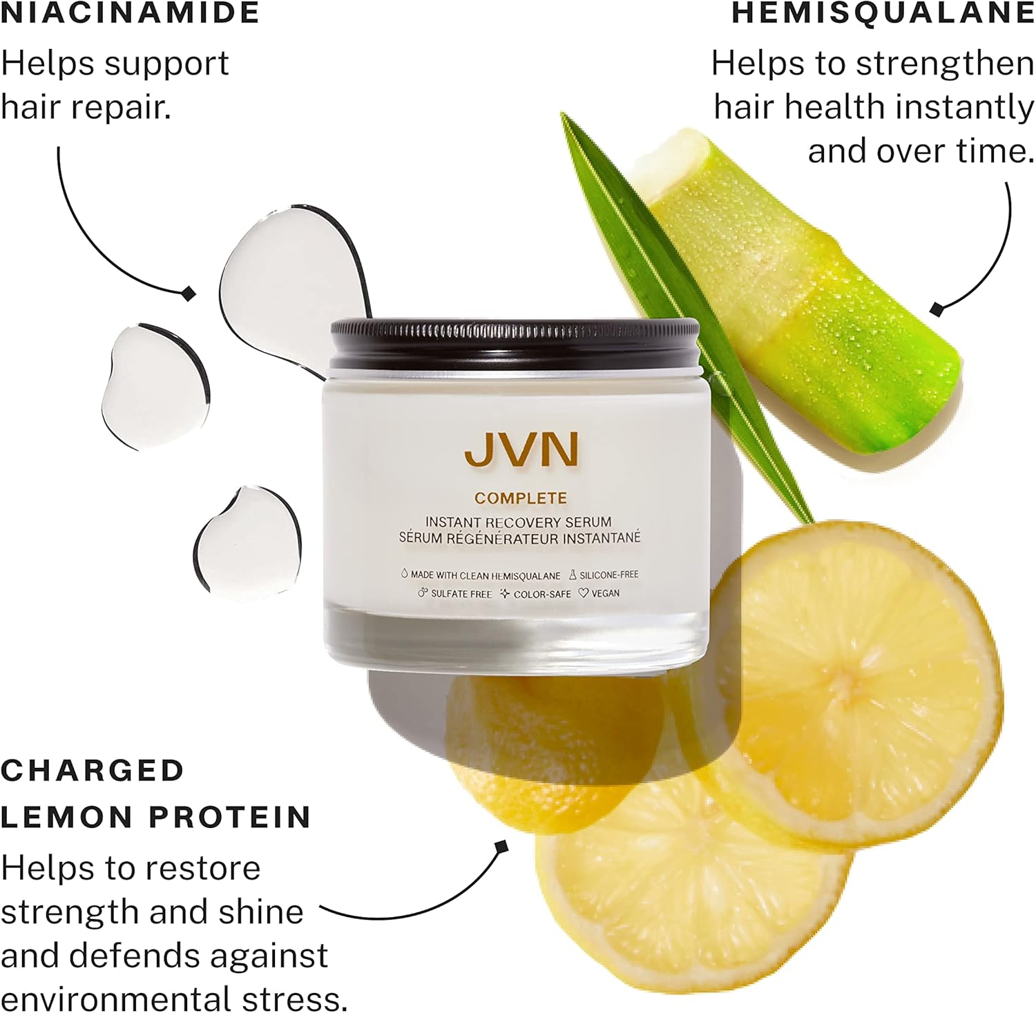 JVN Trusted Trio Essentials Set Travel - Mini Complete Size Air Dry Cream, Full Size Complete Pre-Wash Scalp Treatment Oil, and Travel Mini Complete Instant Recovery Heat Protectant Leave-In Serum image number 2