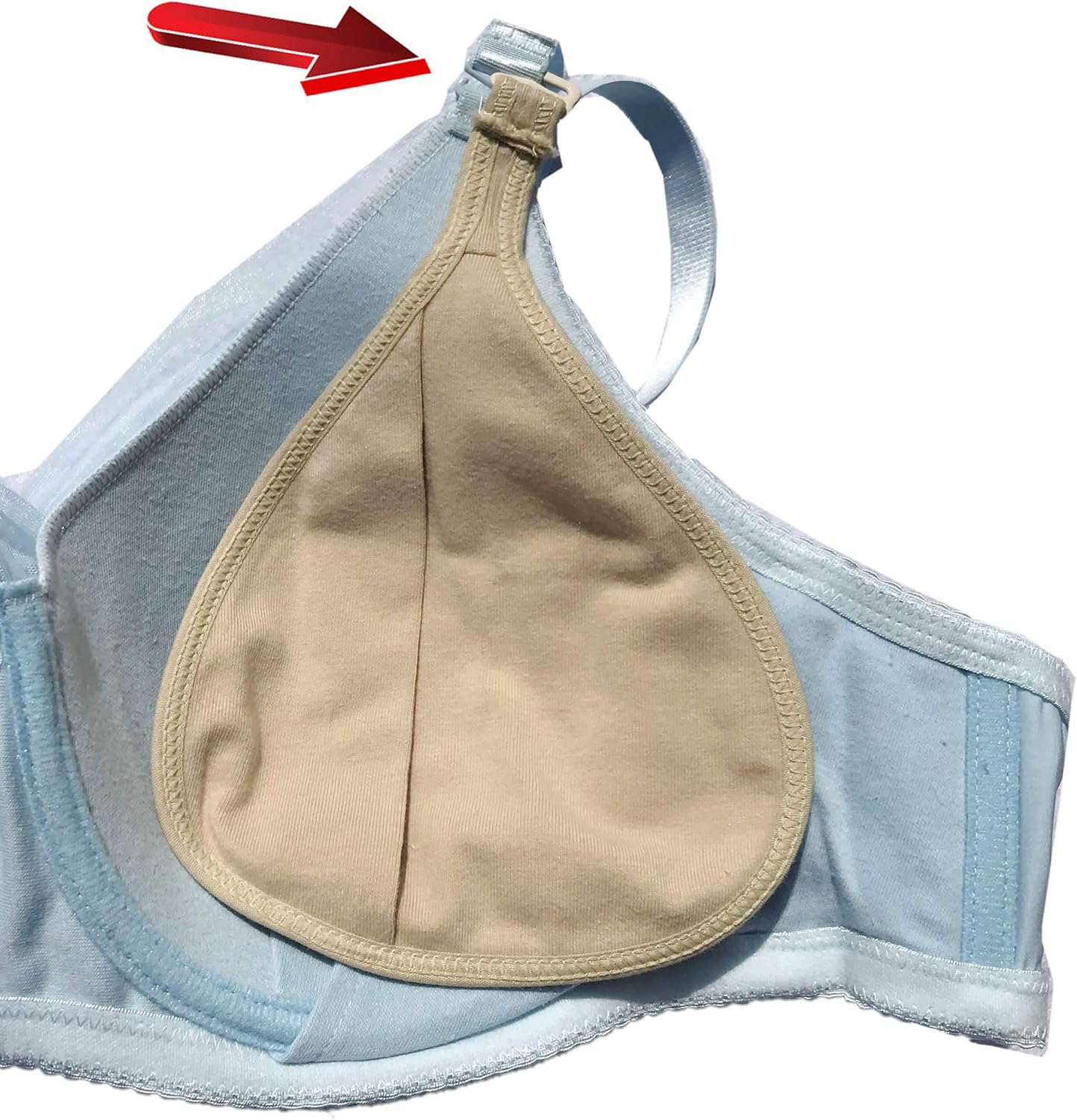 BIMEI 2Pcs Cotton Hook Protect Pocket for Silicone Breast 100% Cotton Protector Sleeve for Breast Cancer (M, Beige &bull;2Pcs Teardrop) image number 6