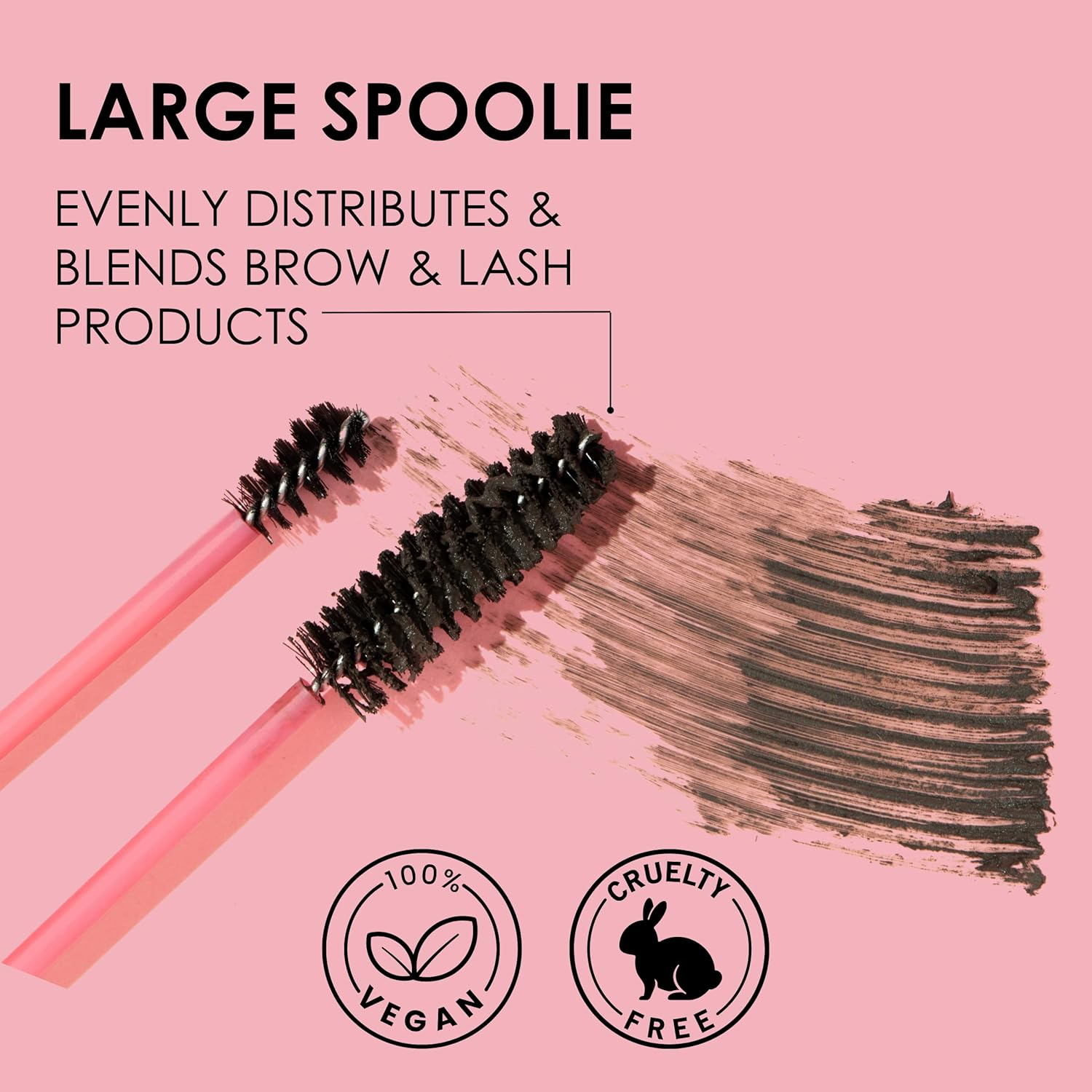 JAPONESQUE Dual Ended Lash & Brow Tool &ndash; Eyelash Separator & Eyebrow Brush Spoolie, 2Pk, 24Ct image number 4