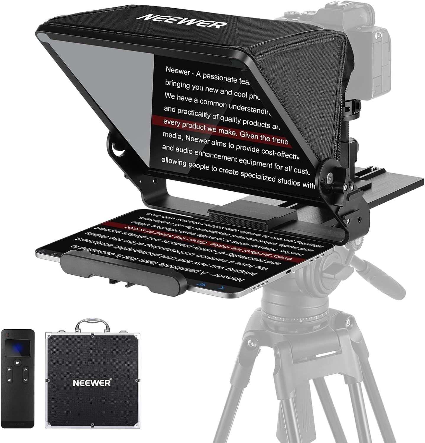 NEEWER Teleprompter with Arca Type Camera Mount, Cold Shoes, RT113 Remote for NEEWER Teleprompter App, Online Teaching/Vlogger/Live Streaming Prompter for Ipad Tablet, Assembly Free, X12II image number 2