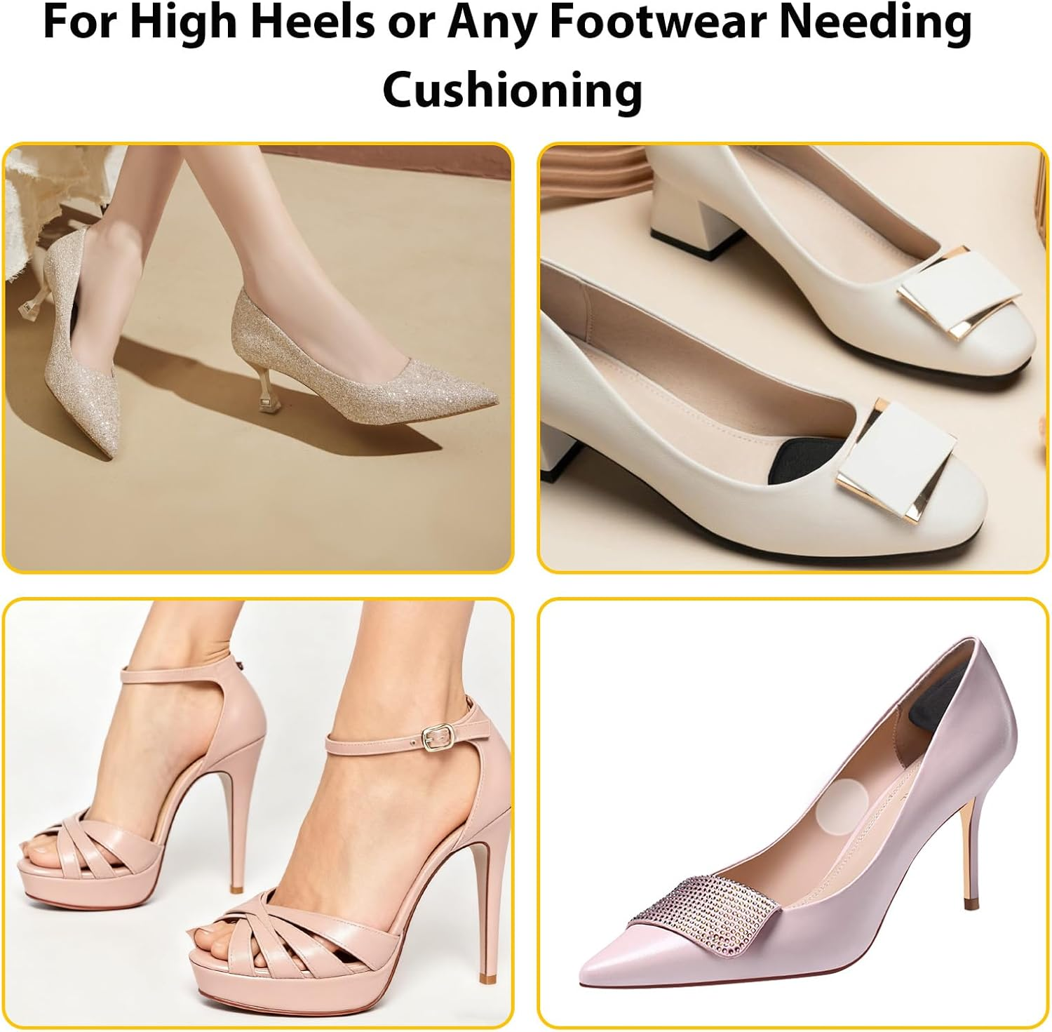 14 Pcs Heel Grips Liner Cushions Inserts, Self-Adhesive Tongue Pads Heel Grip for Shoes for Women and Men, 5 Shapes to Anti-Slip Improve Shoe Fit & Prevent Foot Pain Blisters (Black) image number 1