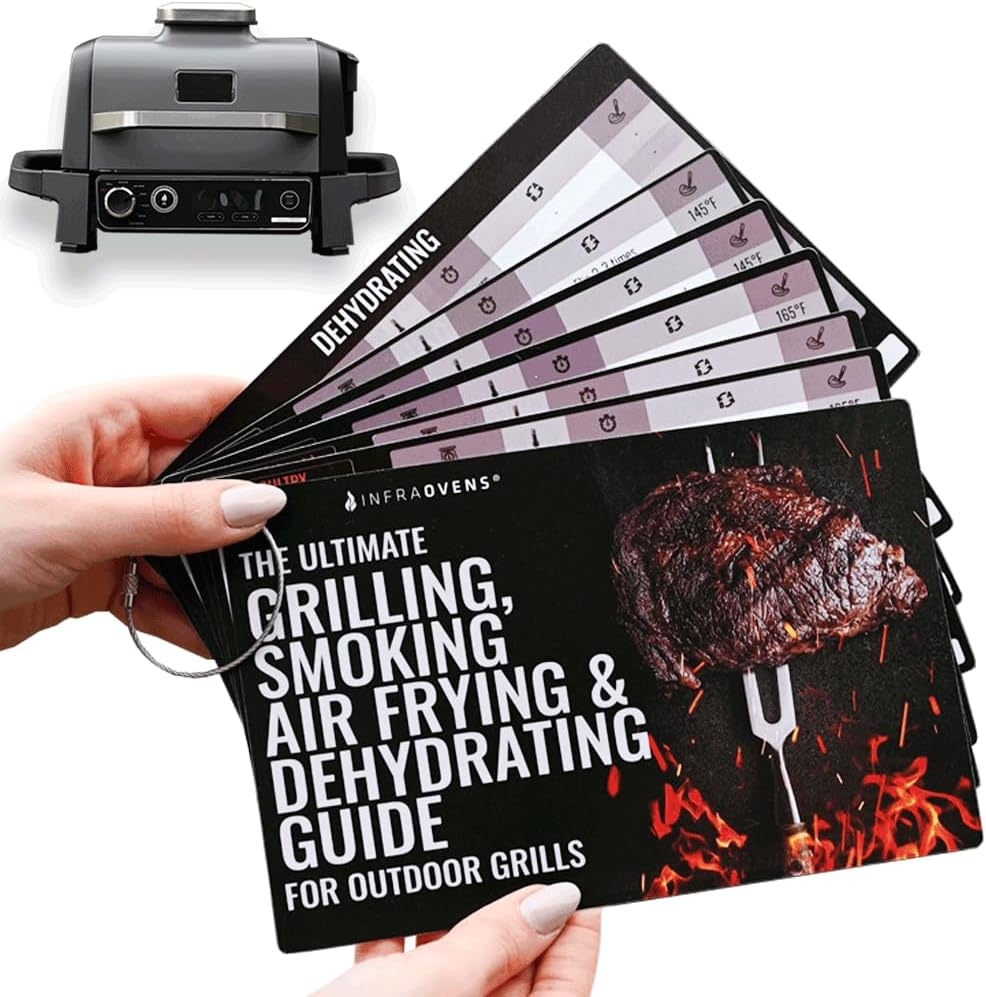 INFRAOVENS Cooking Guide Accessory for Ninja Woodfire Outdoor Grill Pro XL, Pro Connect XL, OG800 OG900 Series, Waterproof Cheat Sheet for Wood Fire 7-In-1, Electric Master Grill, Air Fryer & Smoker