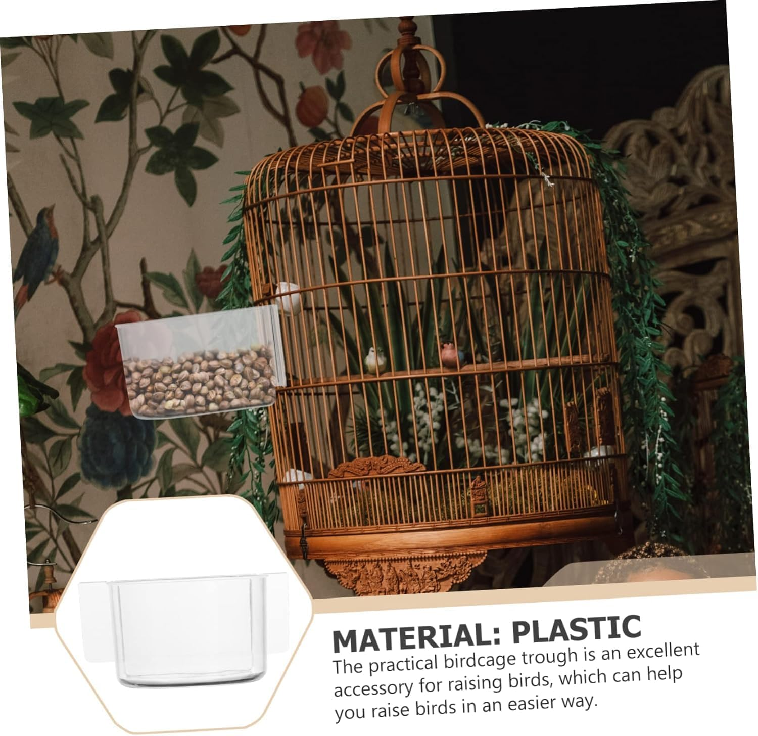 Limcryspp 2 Semi-Circular Bird Food Bowls, Large-Capacity Plastic Birdcage Food Boxes, Suitable for Pet Birds Such as Parrots, Phoenixes, and Couple Parrots image number 6