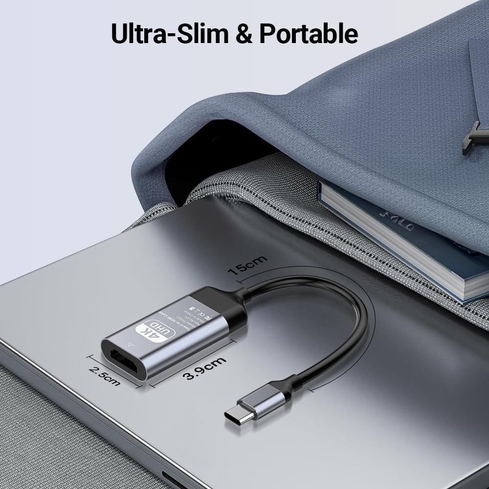 AHGEIIY USB C to HDMI Adapter Cable 4K@60Hz, HDMI to USB C Adapter Aluminum Type C Thunderbolt 4/3 Converter for Iphone 16/15 Pro Max plus Ipad Mini Air Macbook Pro Galaxy S24 Ultra Imac XPS 17