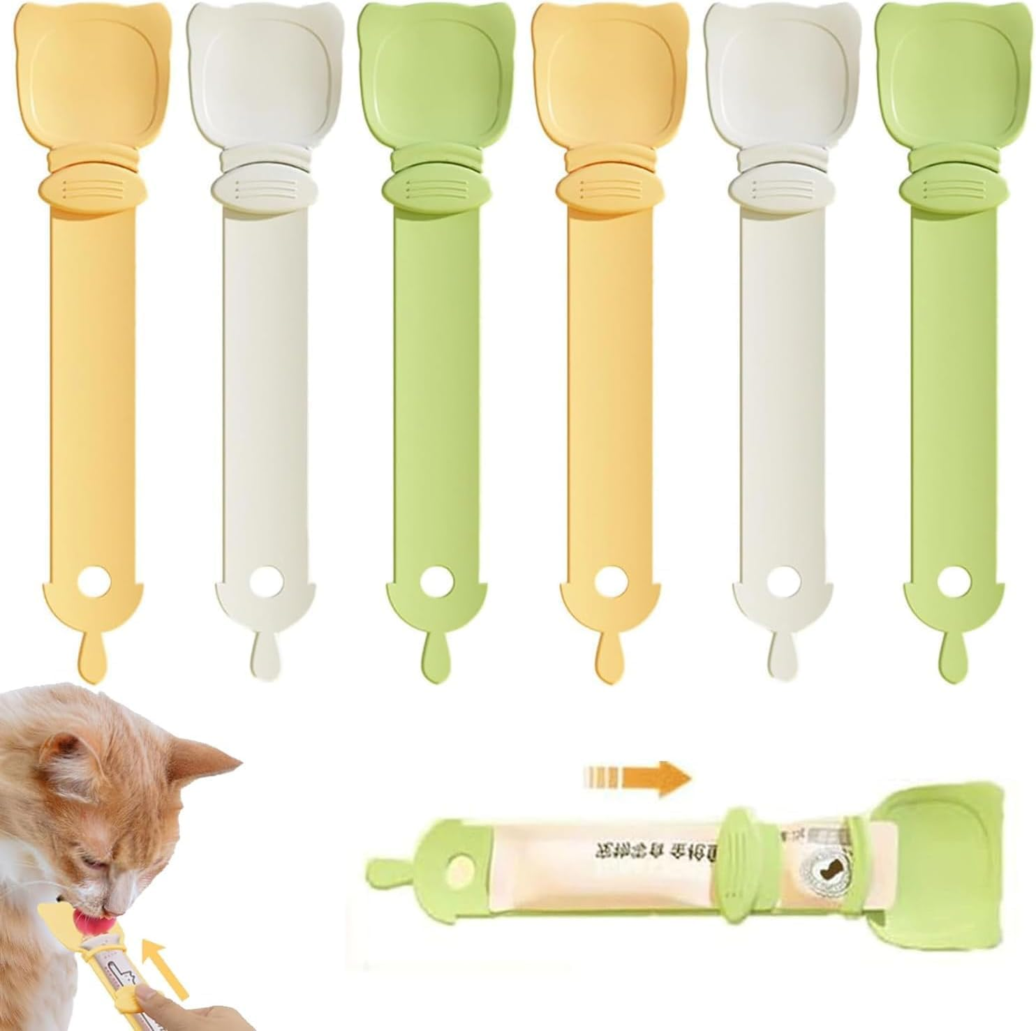 Cat Treat Squeeze Spoon Feeder,6Pcs Cat Strip Food Dispenser,Dogtreat Squeeze Spoons,Pet Strip Feeder Squeeze Spoon Treat Spoon Food Can Spoon,Small Animals Strip Squeeze Spoon image number 5