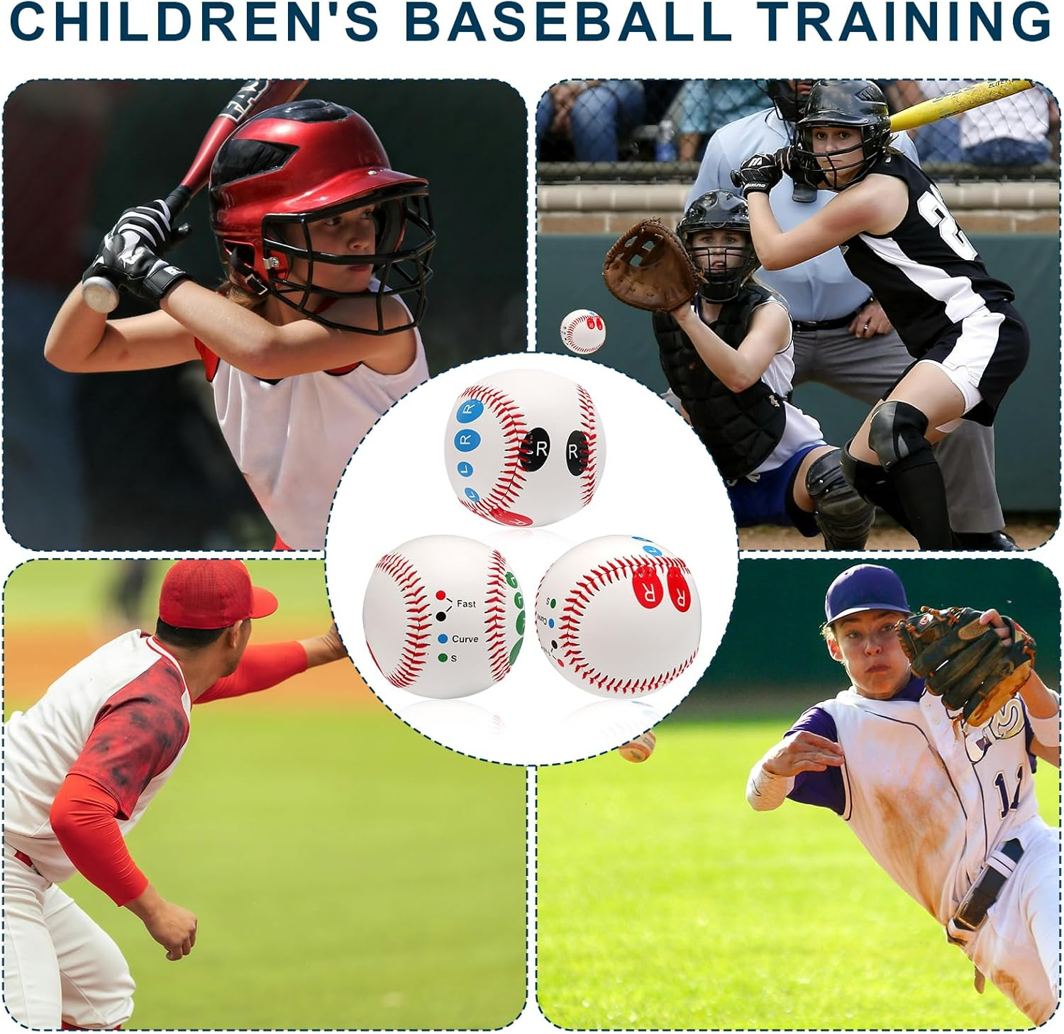 3 Piece Baseball Training Ball, Pitch Training Ball with Finger Placement, for Teens and Beginners to Learn Multiple Baseball Grips image number 1