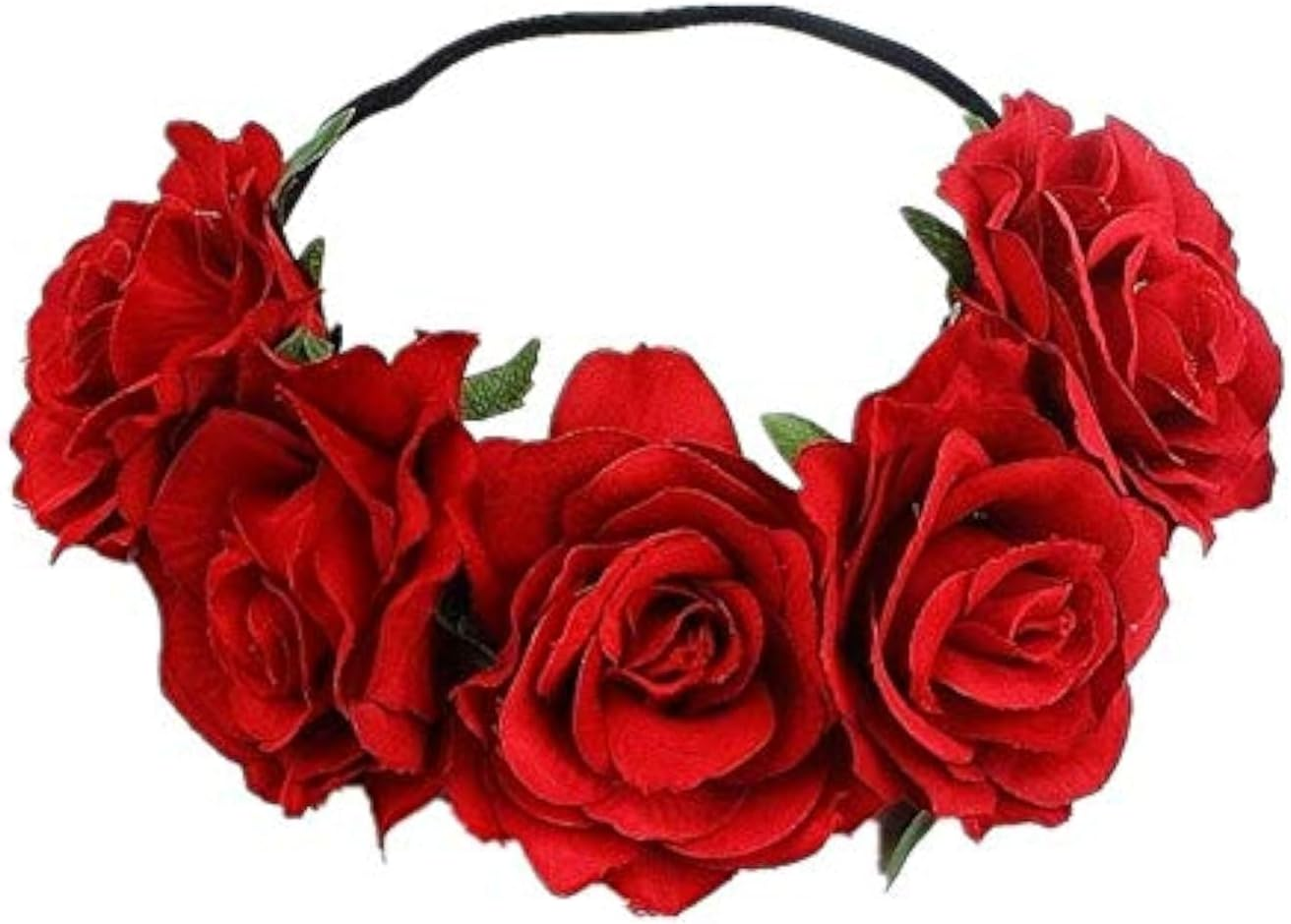Rose Flower Crown, Floral Headband for Women and Girls - Red Artificial Rose Hair Wreath with Headband for Festival Wedding Party Decoration Photography image number 2