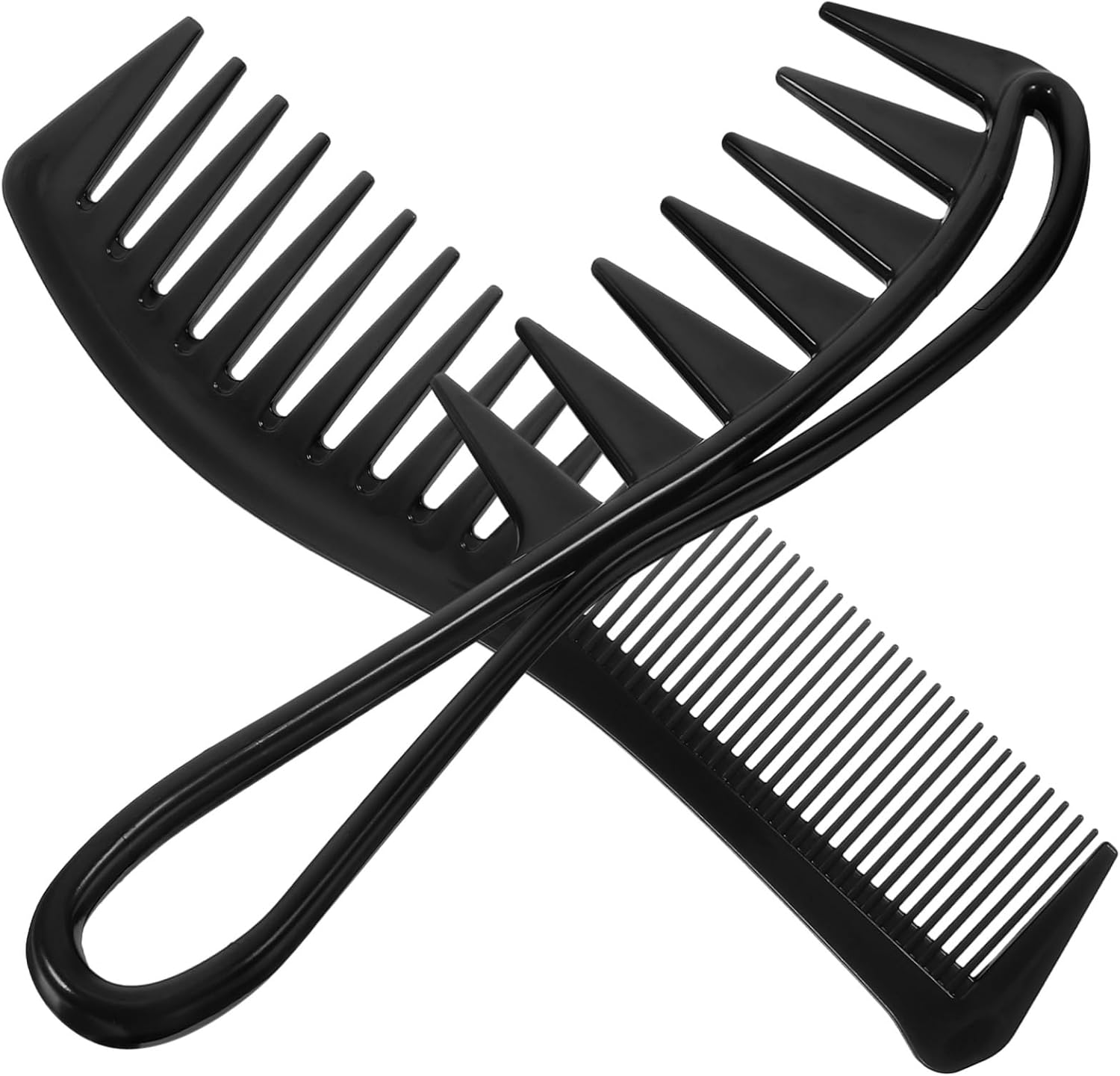 HAMPPLIES 4Pcs Wide Tooth Plastic Combs Hairdressing Tool Set for Men and Women Professional Detangling Styling Combs for Barber Salon and Family Use image number 1